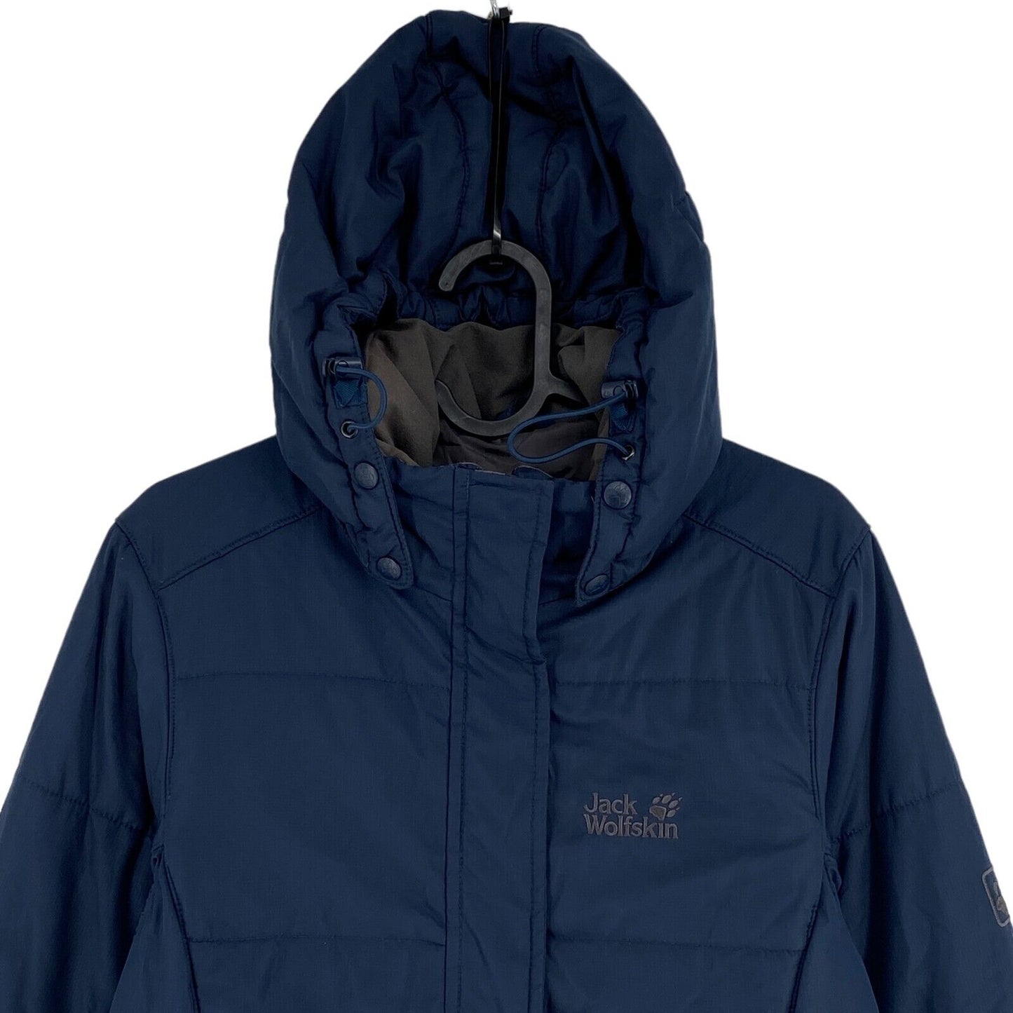 Jack Wolfskin Microguard Silver Navy Blue Hooded Parka Jacket Coat Size S