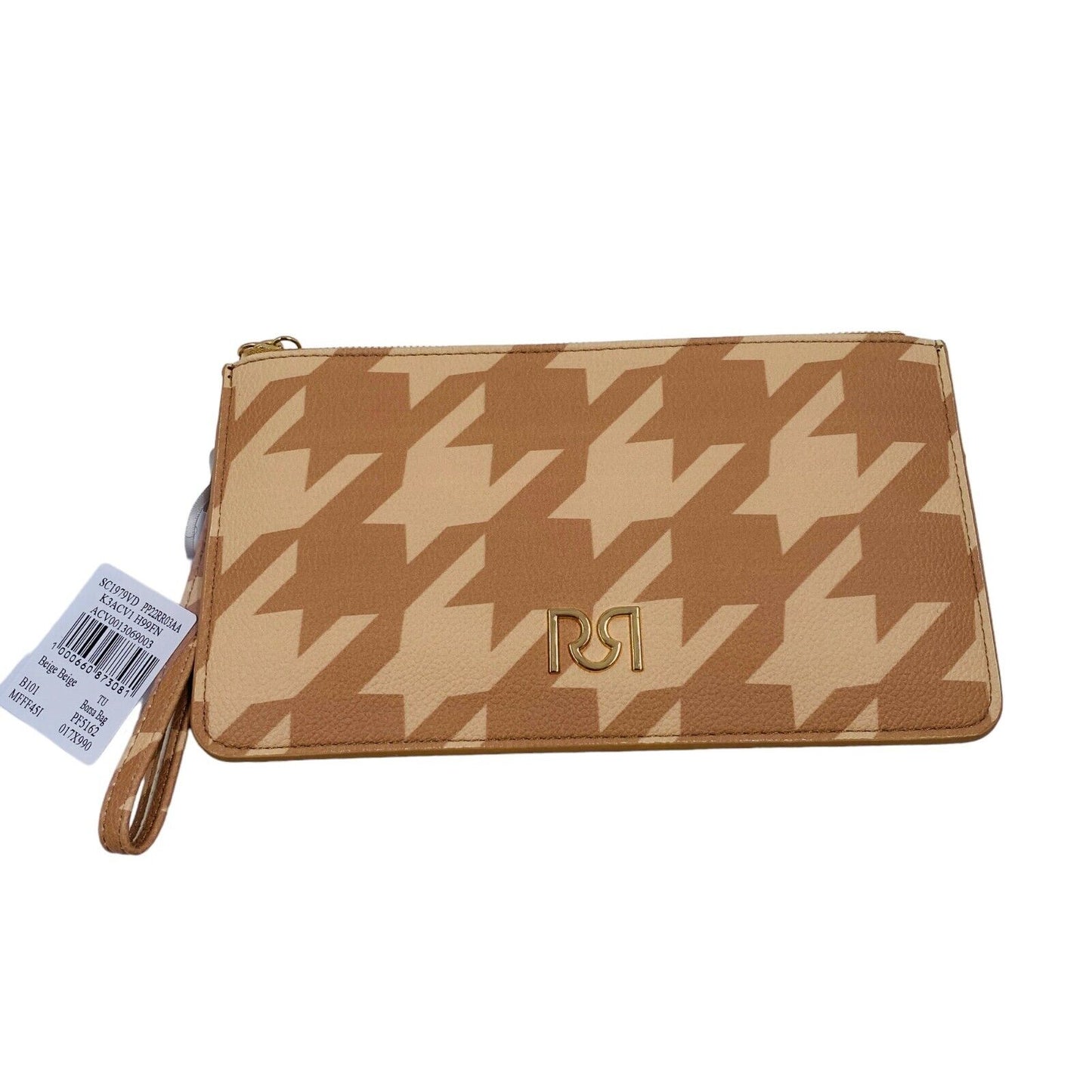 RINASCIMENTO Pochette portefeuille en cuir écologique beige