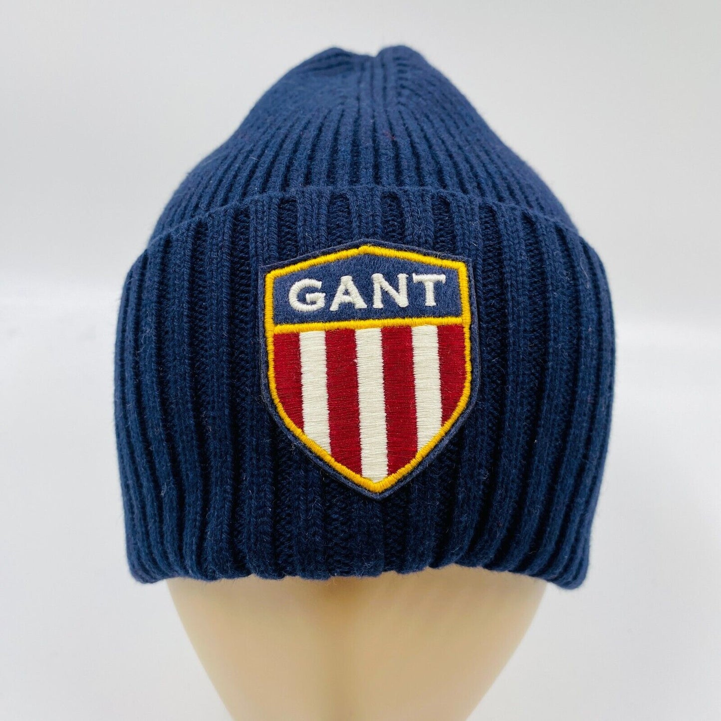 GANT Unisex Adult Dark Blue Cotton Wool Blend Beanie Winter Hat One Size