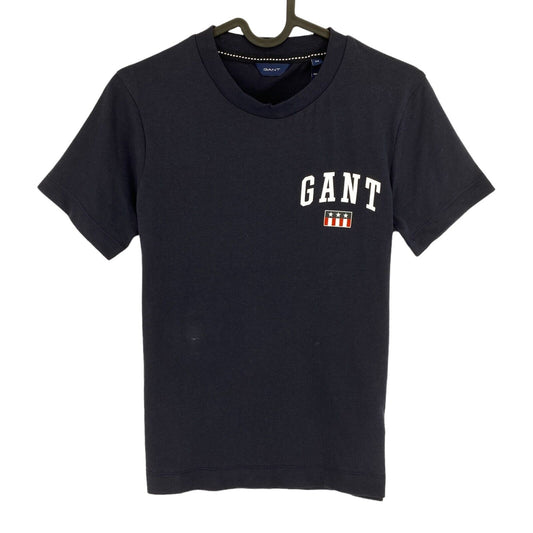 GANT T-Shirt mit Rundhalsausschnitt und Etikett, Marineblau, Größe XS