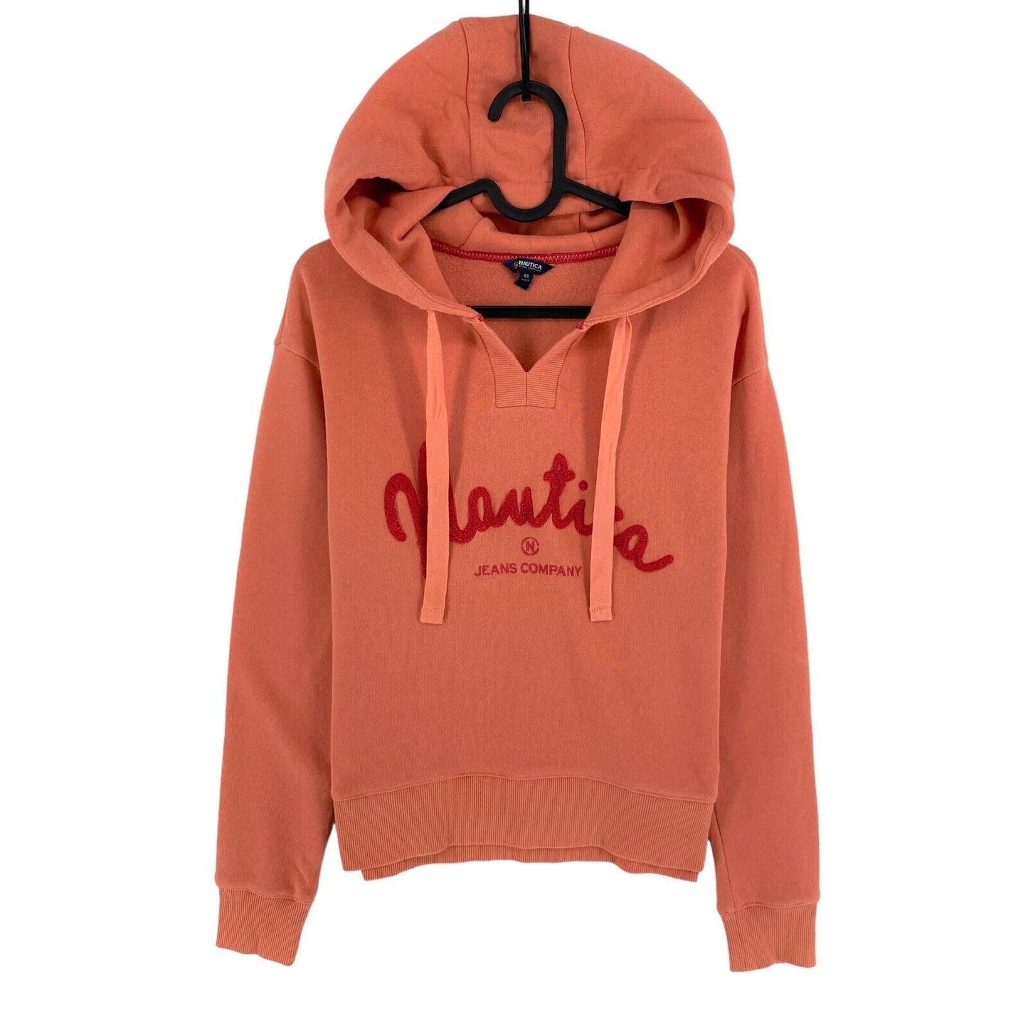 NAUTICA Orange Logo Hooded Sweater Jumper Size XS