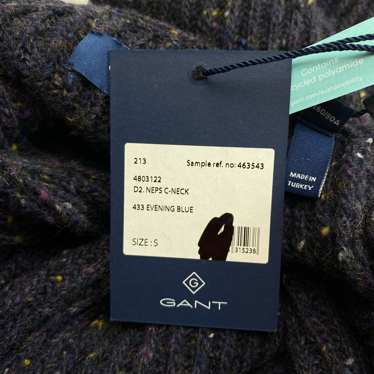 GANT Marineblauer Pullover mit Rundhalsausschnitt und Noppen, Größe S