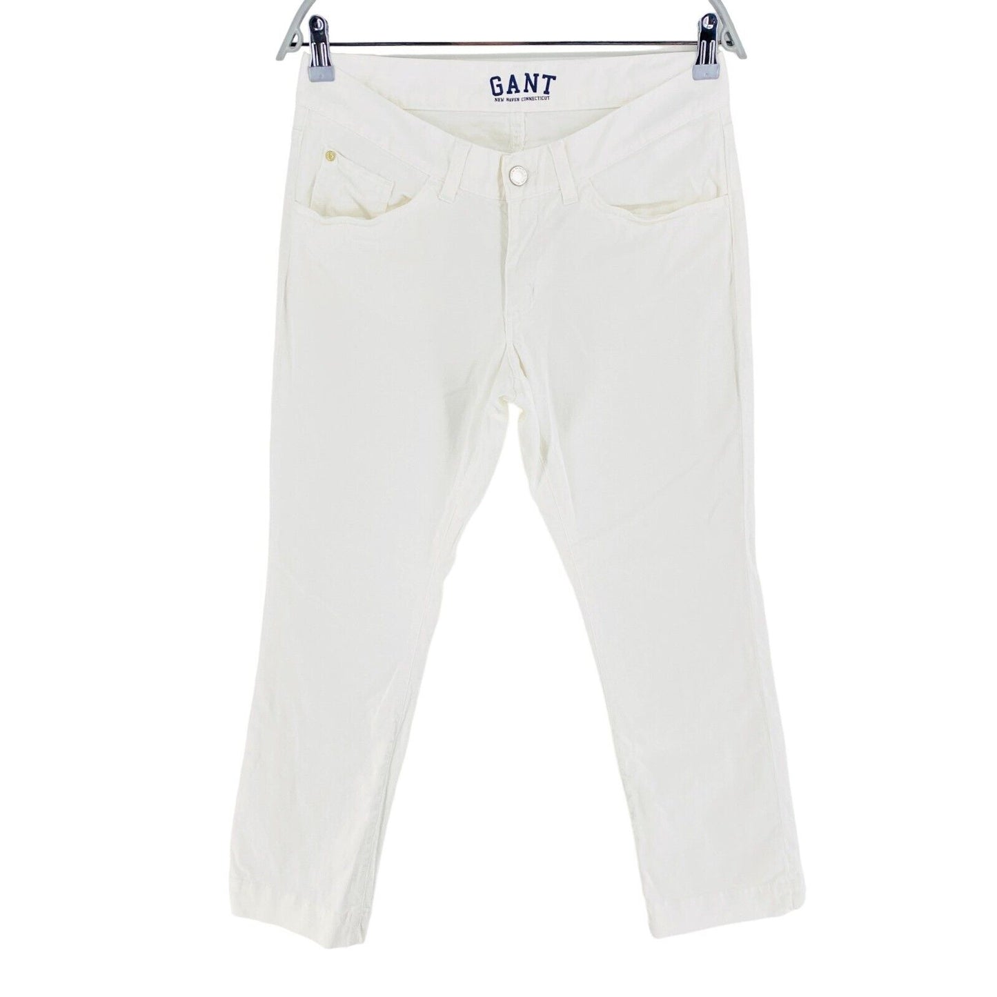 GANT Women White Crop Slim Twill Chino Pants Trousers Size W30