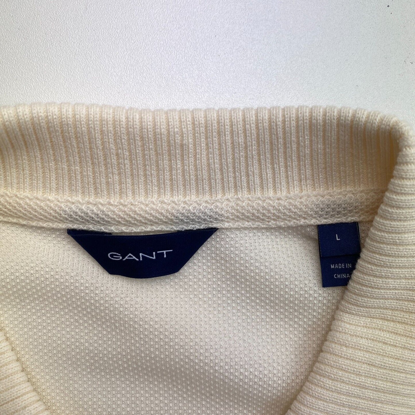 GANT Women Beige Rope Icon Short Sleeves Pique Polo Shirt Size L