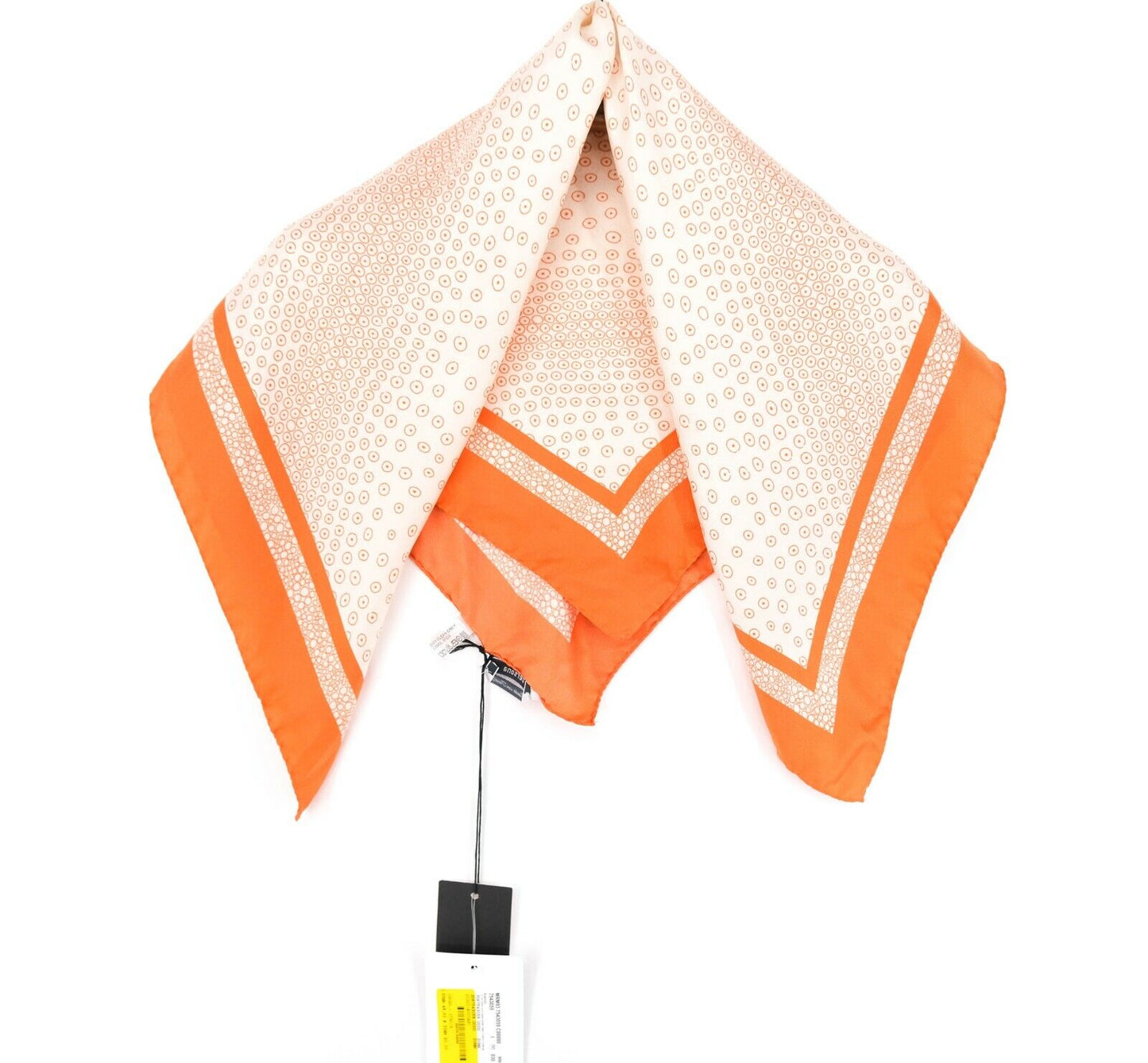 PERSONA Blanc Orange 100% Soie Carré Foulard Châle