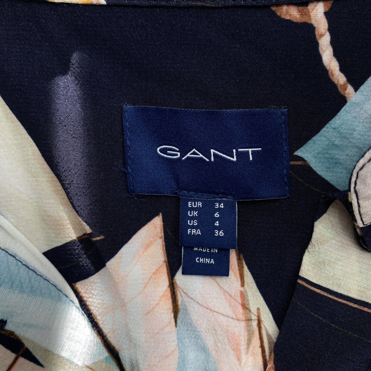 GANT Women Navy Blue Sailing Print Shirt Dress Size EU 34 UK 6 US 4