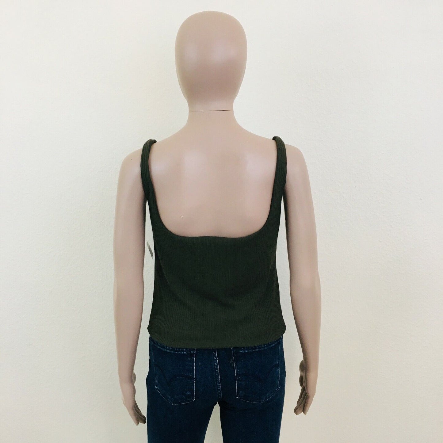 ZARA Dark Olive Green Tank Top Shirt Size S M