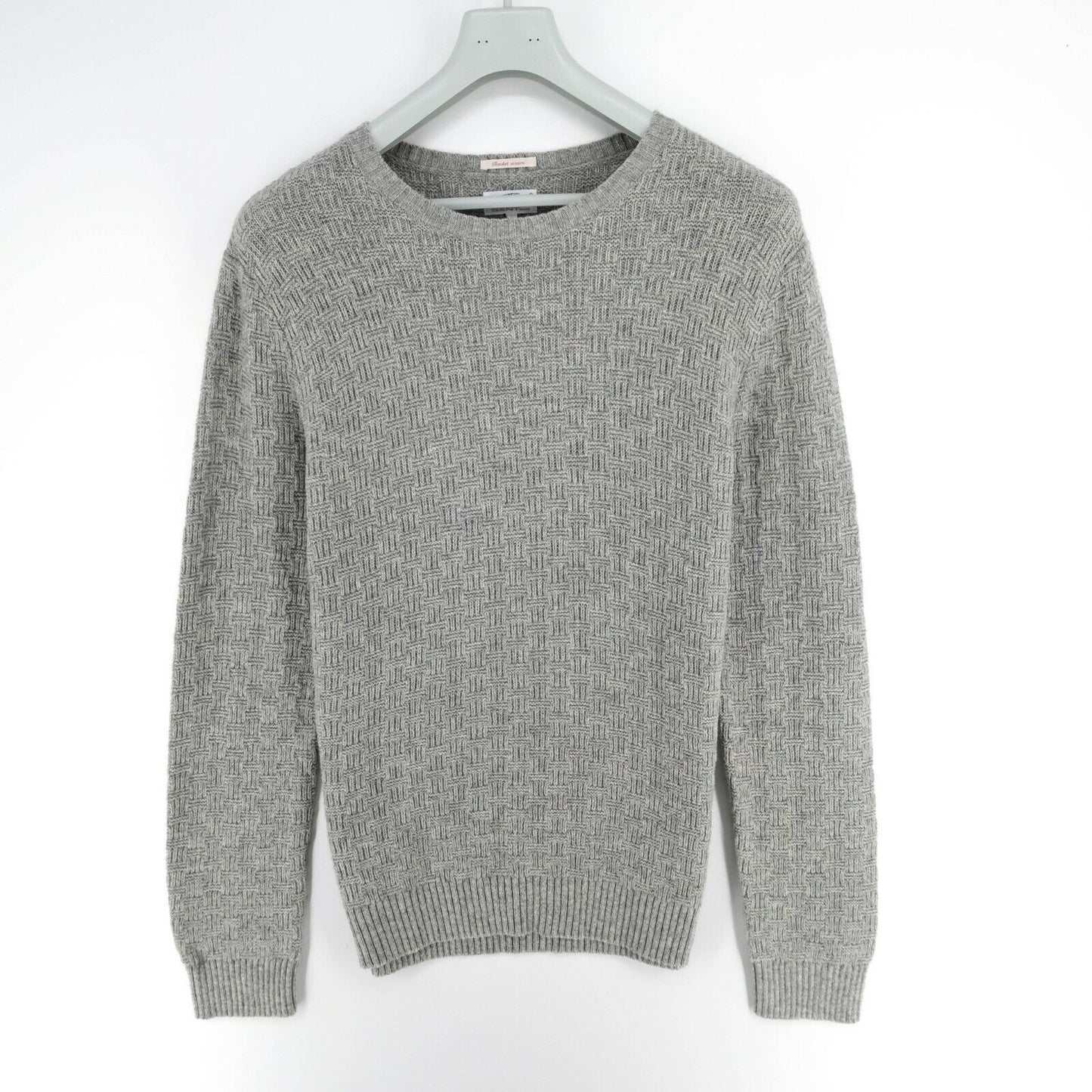 GANT Grey Basket Weave Crew Neck Jumper Sweater Size L