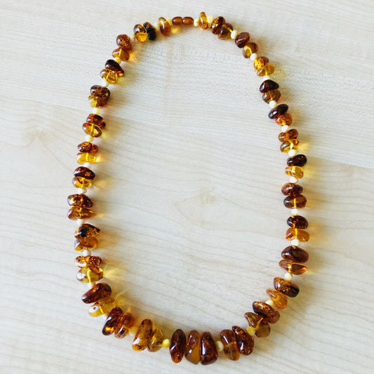 Large Light and Dark Natural Polished Baltic Amber Necklace 79 Grams