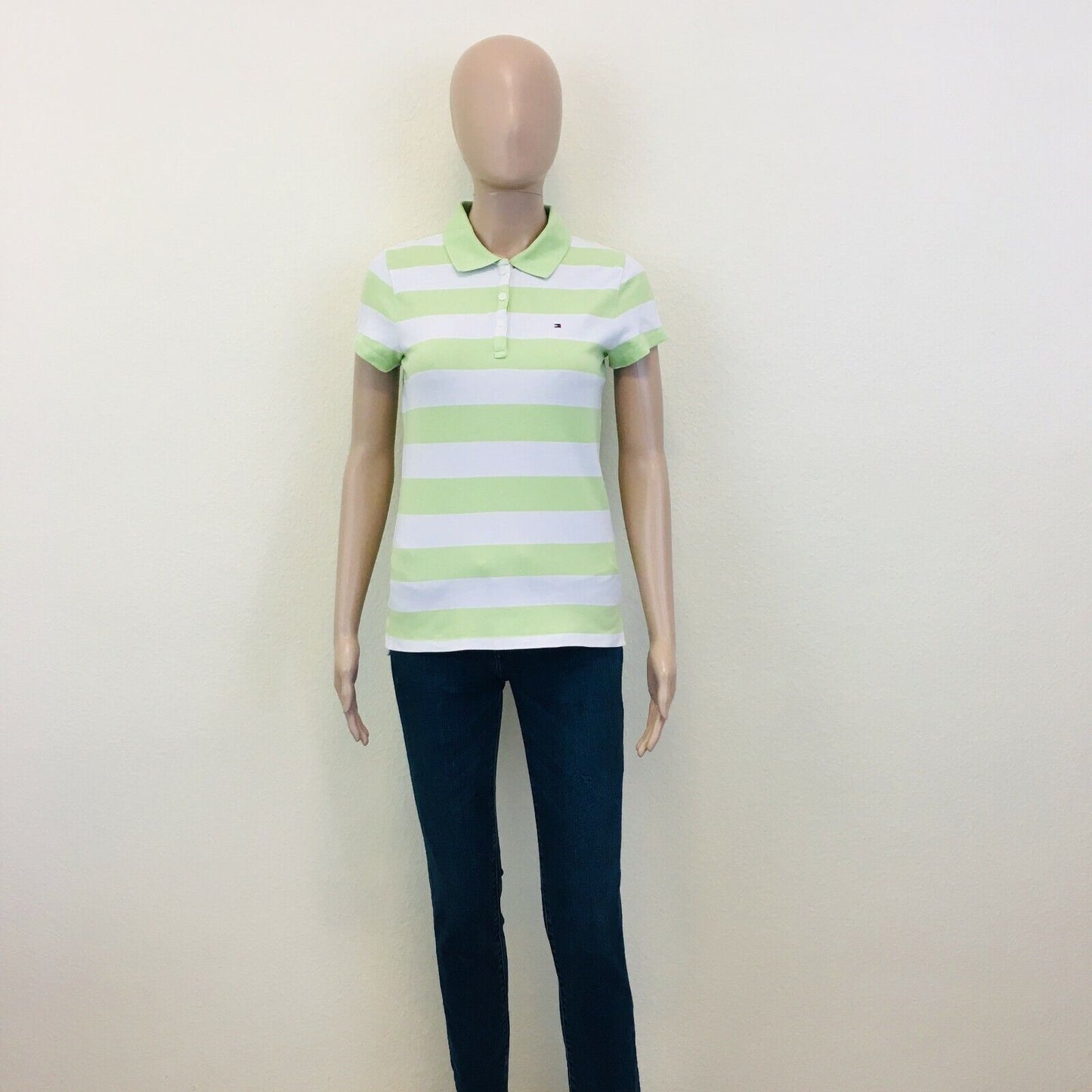 Tommy Hilfiger Green Slim Fit Polo Shirt Blouse Top Size S