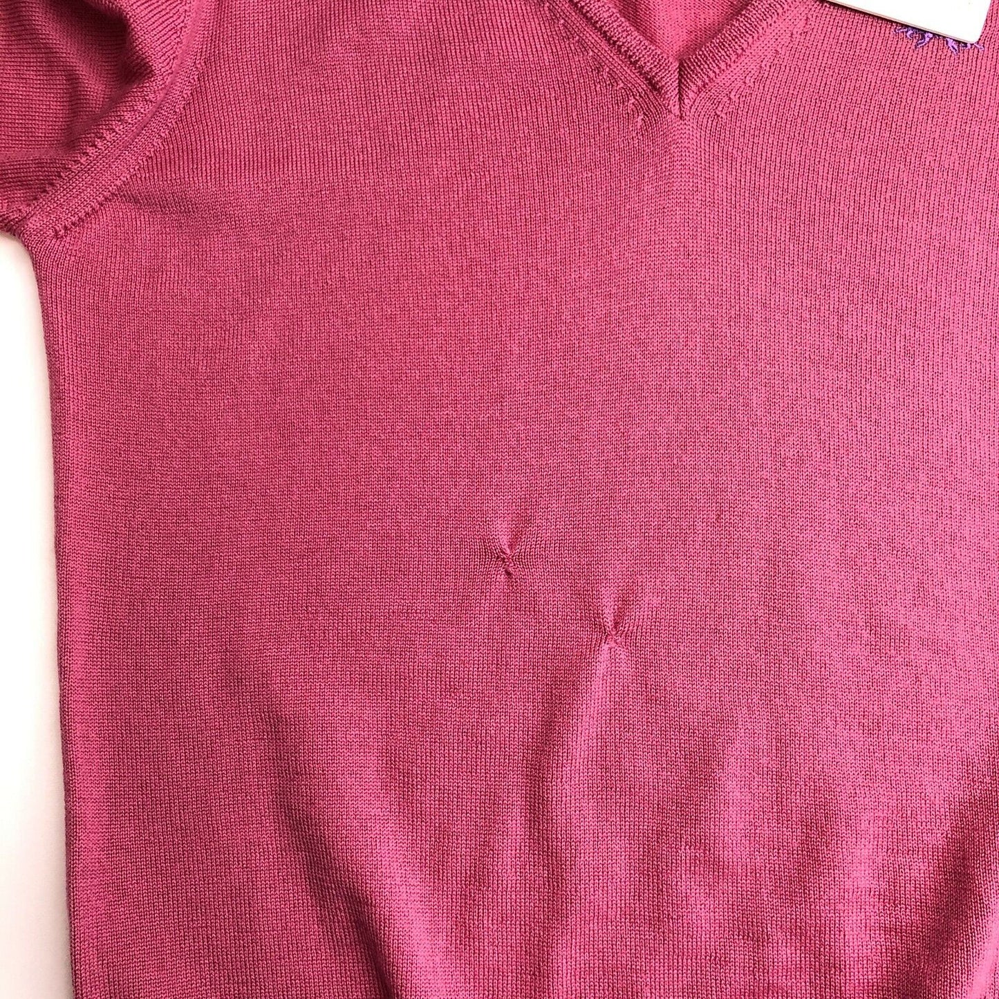 LA MARTINA Rose Col V 100% Laine Mérinos Pull Taille 3 / L