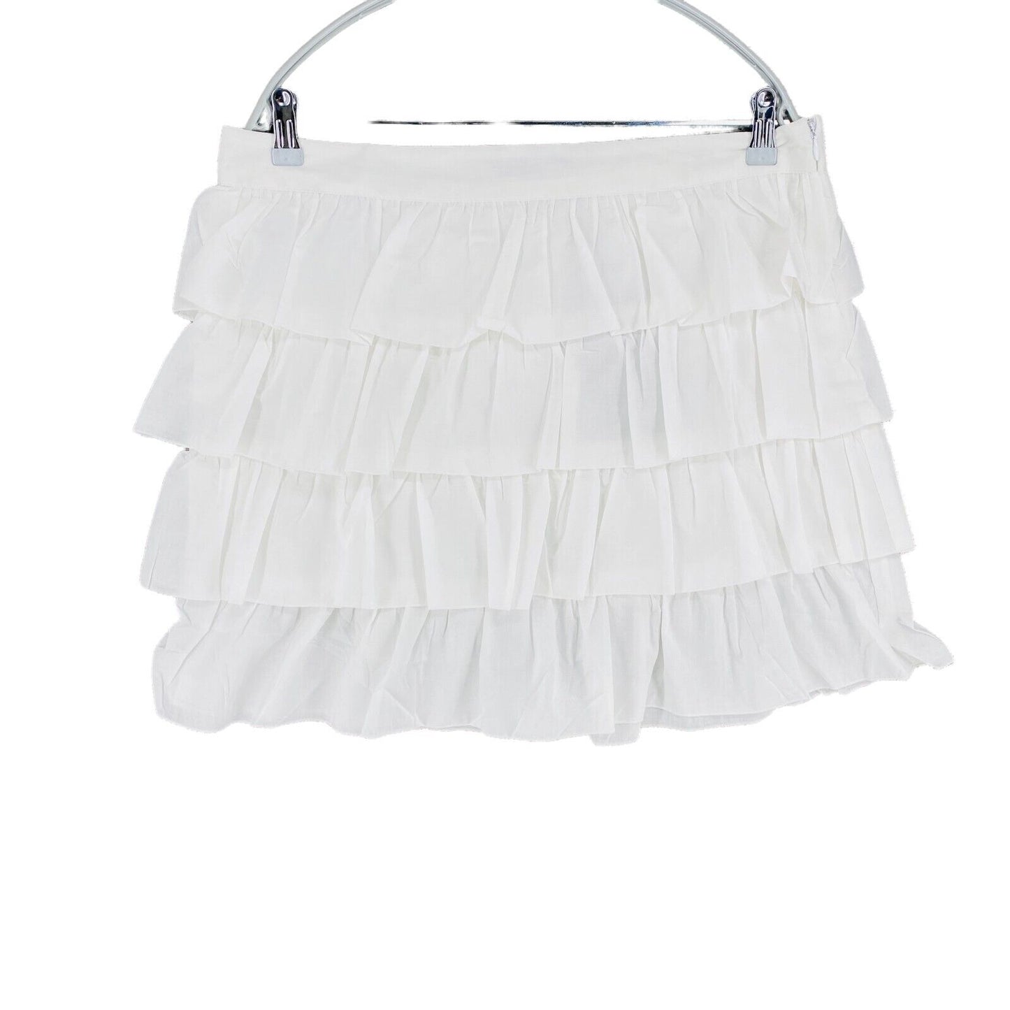 VUE SUR MER White 100% Cotton Ruffle Flare Skirt Size EU 42 UK 14 US 12