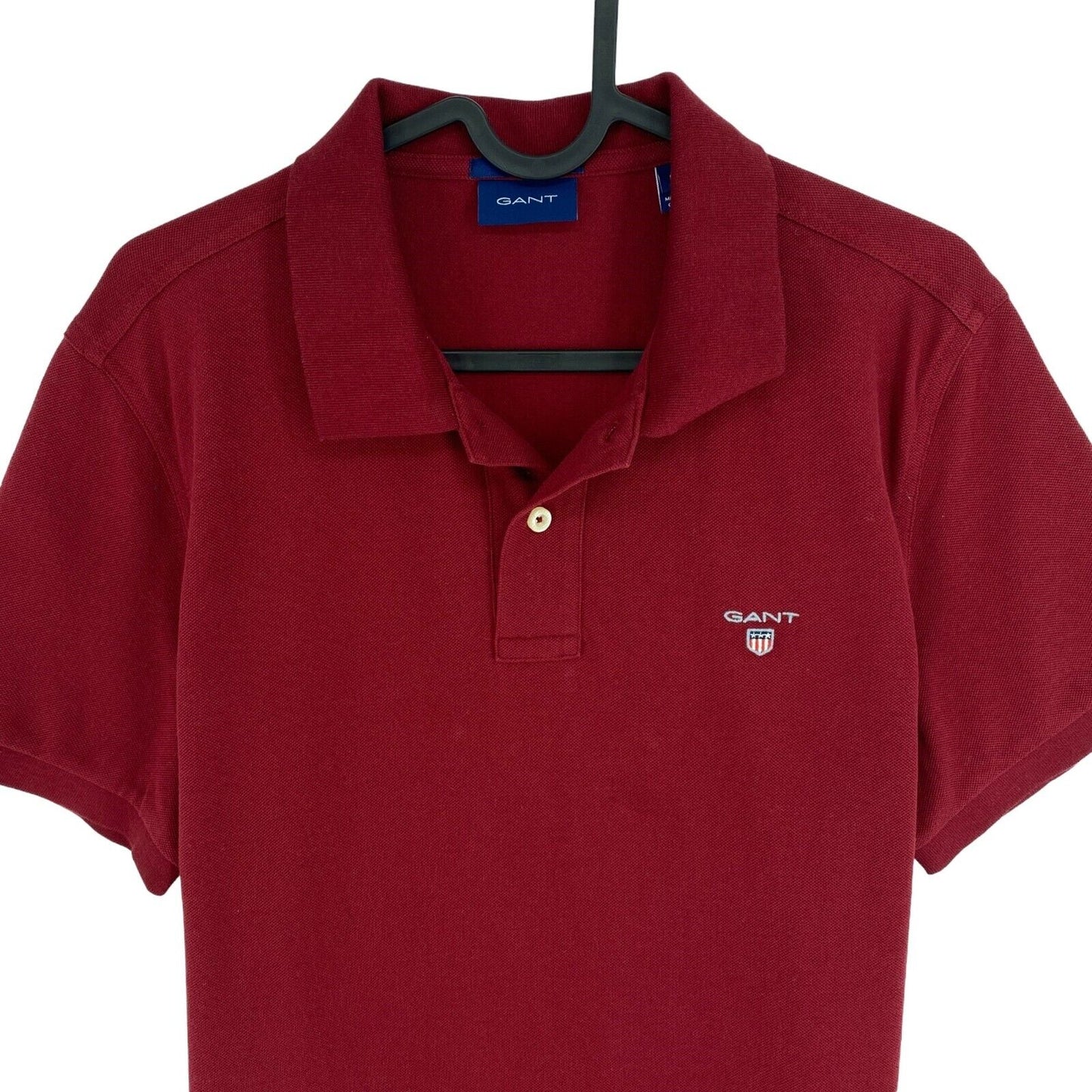 GANT Men Dark Red Original Pique Rugger Short Sleeves Polo Shirt Size M