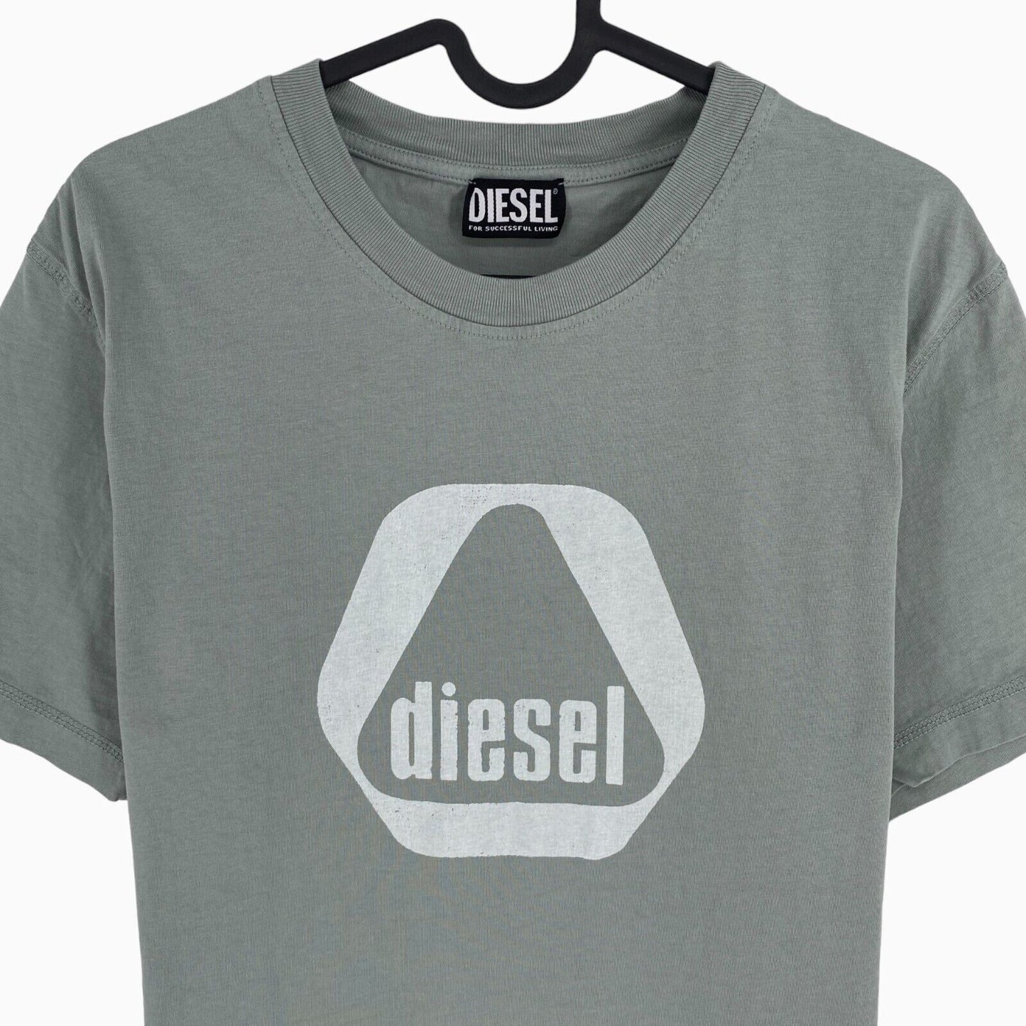 DIESEL Men Grey T-DIEGOR-G10 Crew Neck Short Sleeves T Shirt Size L