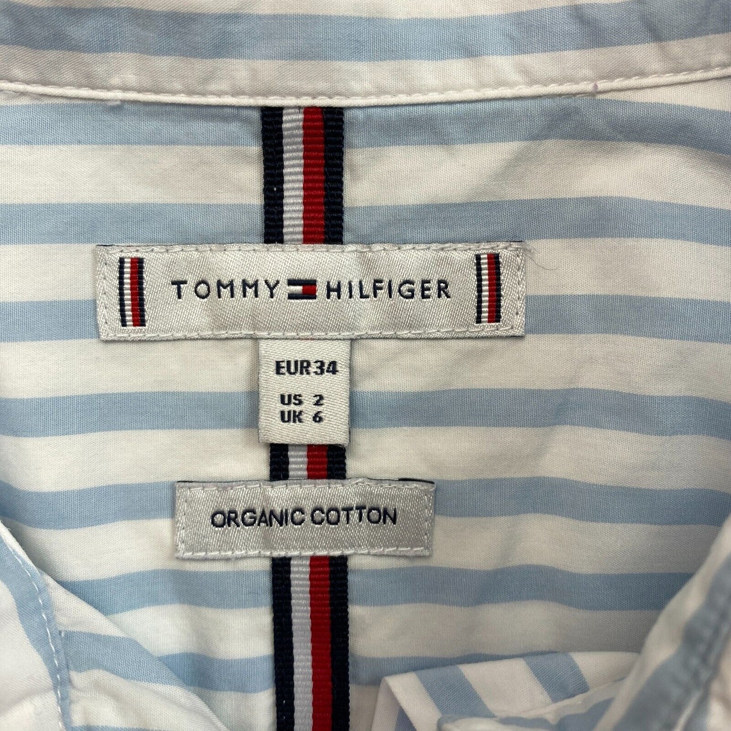 Tommy Hilfiger Light Blue Striped Cotton Shirt Size EU 34 UK 6 US 2