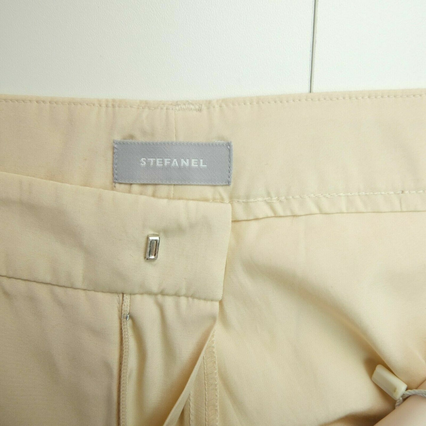 STEFANEL Beige Soie Coton Mélange Pantalon Pantalon Taille EU 34 40 UK 4 10 US 2 8