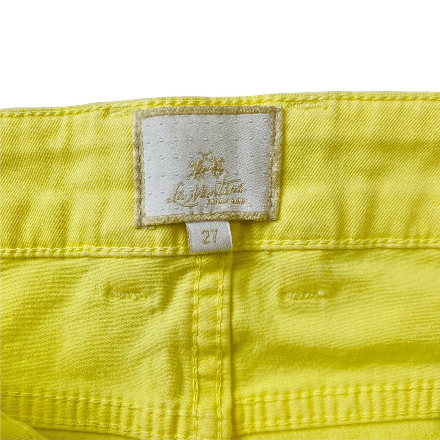 LA MARTINA Women Yellow Stretch Regular Fit Bermuda Chino Shorts Size W27