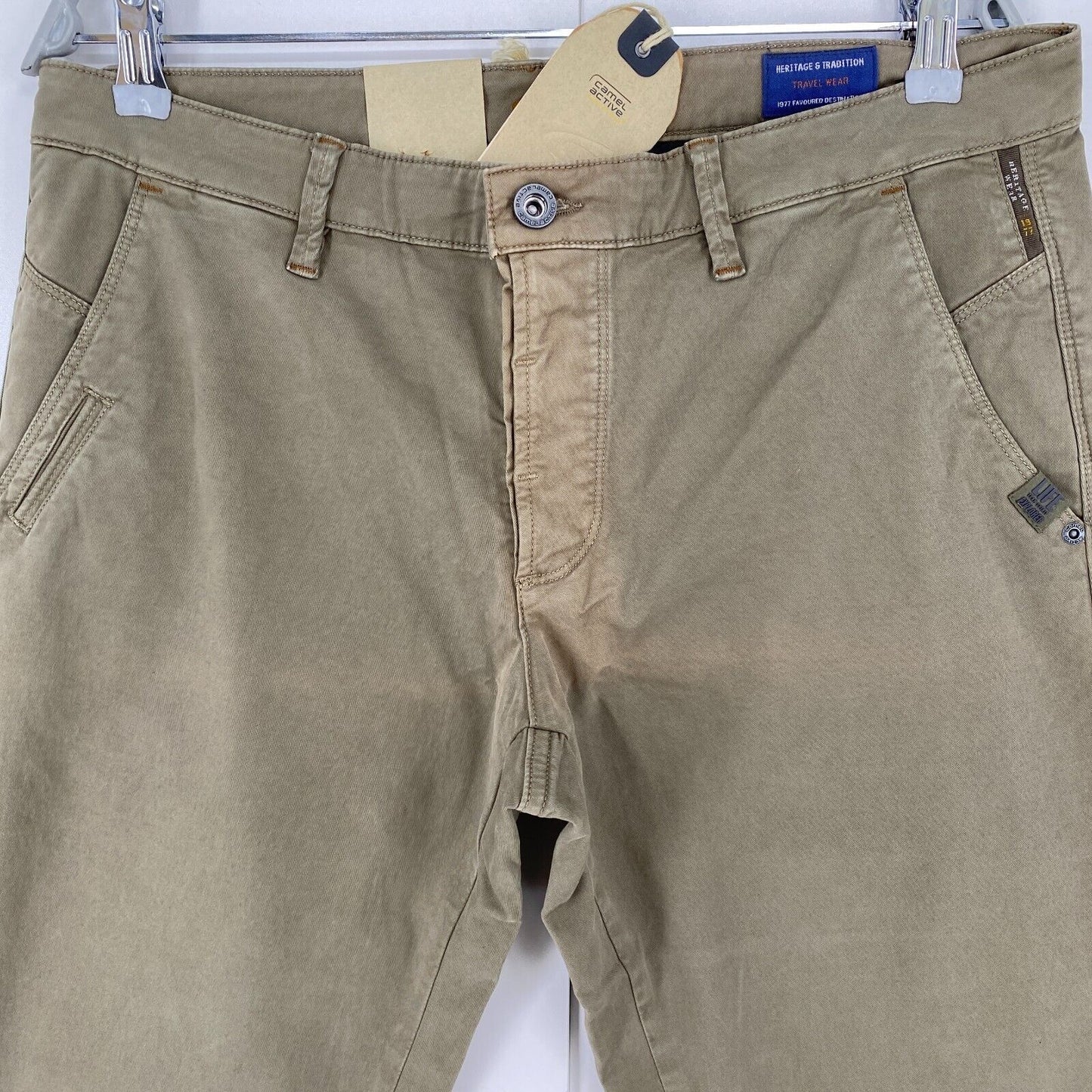 CAMEL ACTIVE MADISON Brown Modern Slim Fit Chino Trousers Size W33 L34