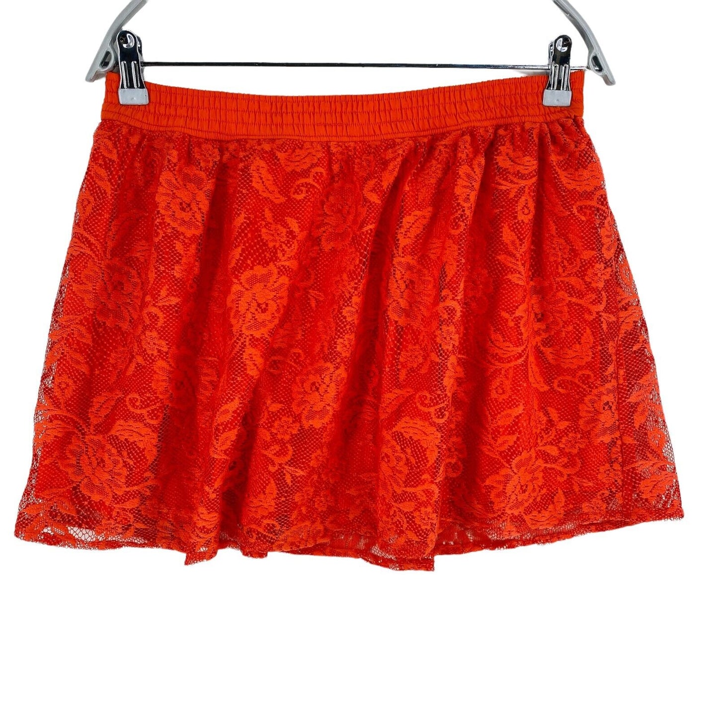 Stradivarius Floral Red Lace Flare Short Skirt Size M