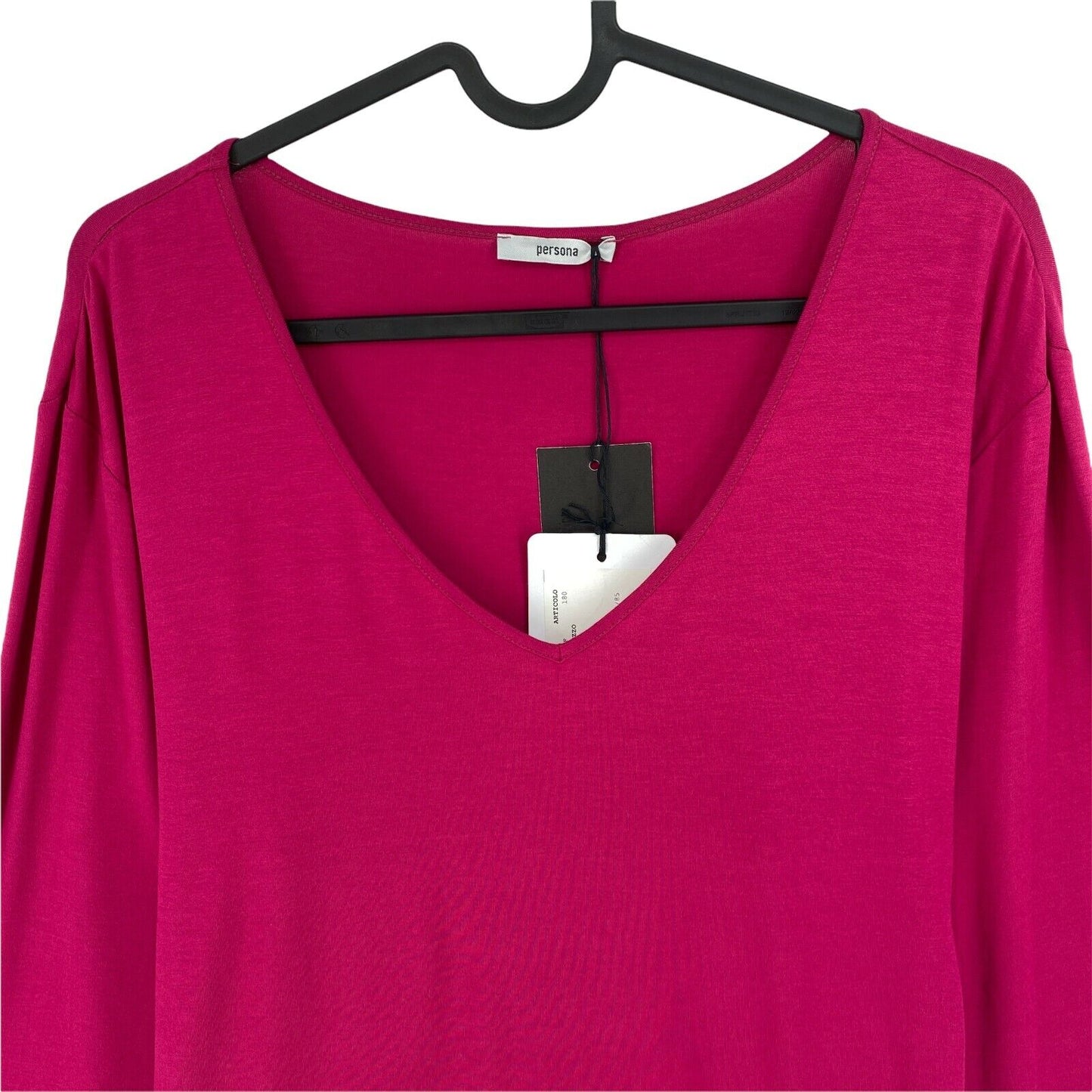 PERSONA Dark Pink V Neck Long Sleeves T Shirt Top Size S