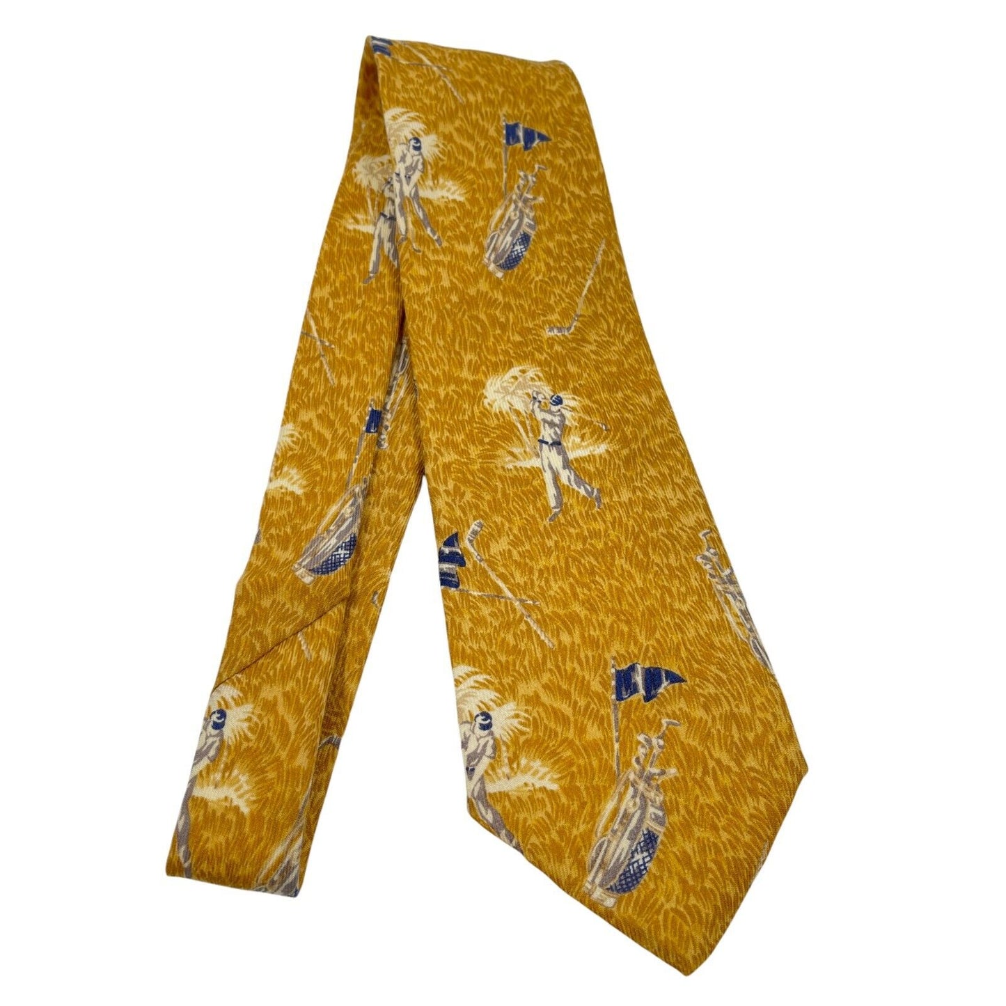 Vintage GANT Yellow Golfer Ornament 100% Wool Tie