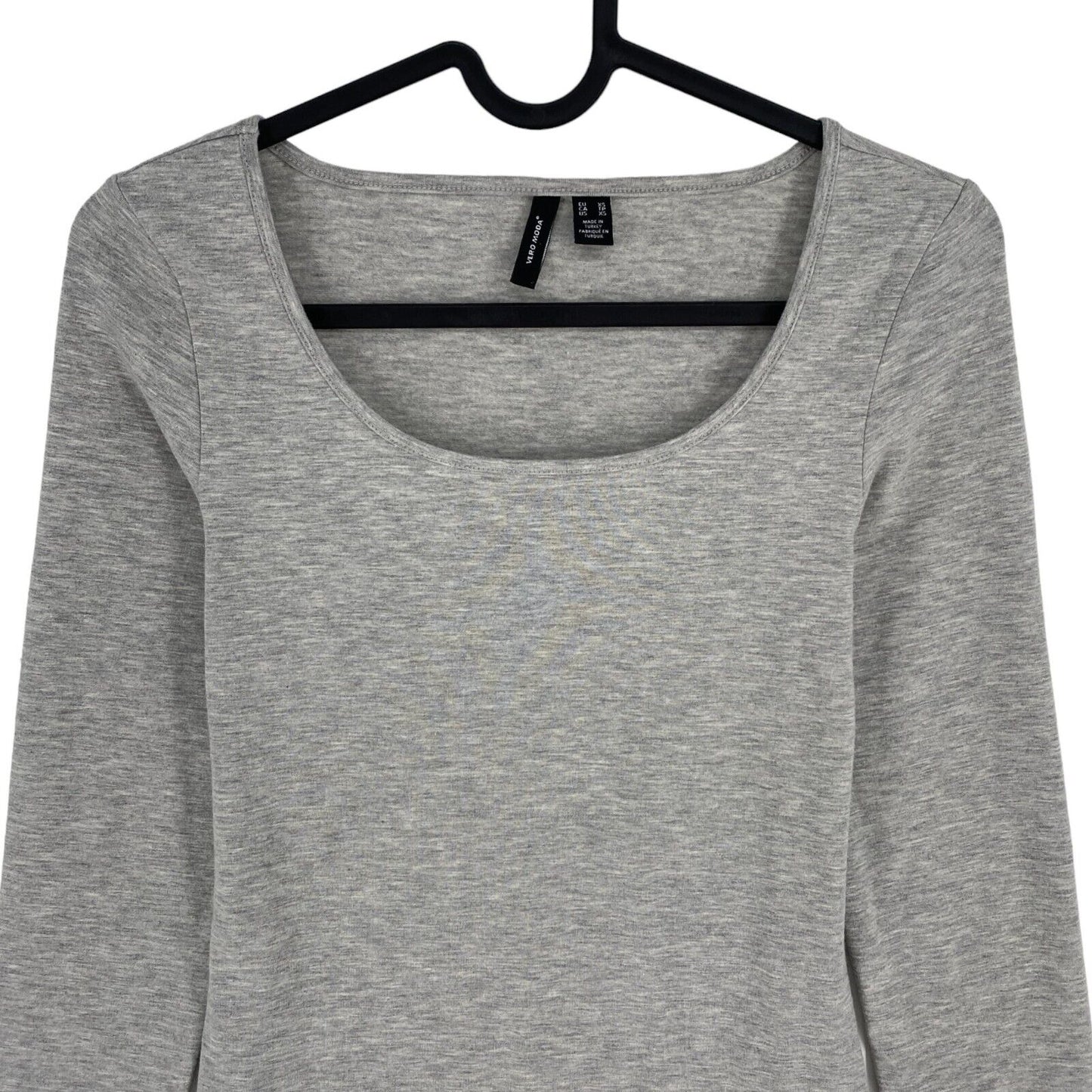 VERO MODA Womens Grey Scoop Neck Long Sleeves T Shirt Size XS