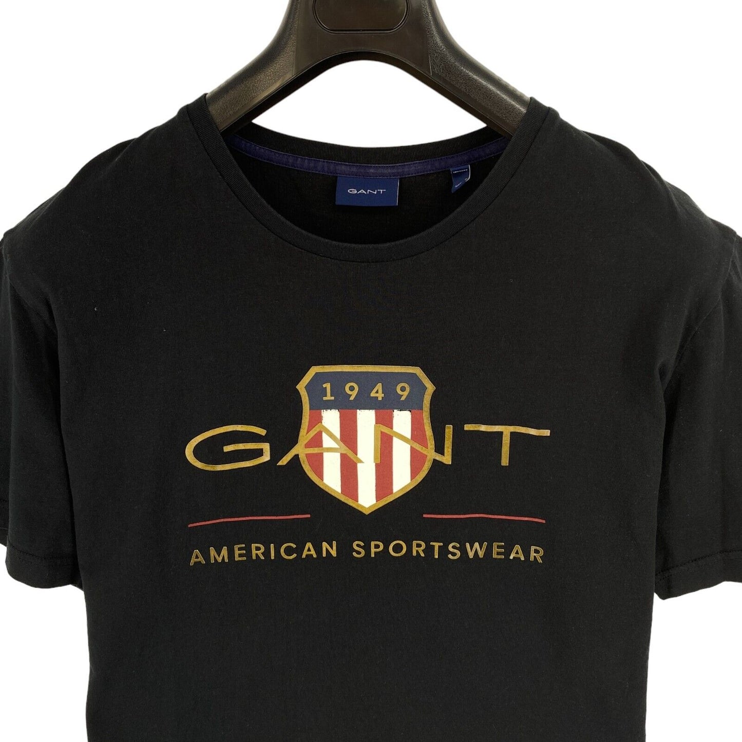 GANT Men Black Archive Shield Crew Neck Short Sleeve T Shirt Size 2XL XXL