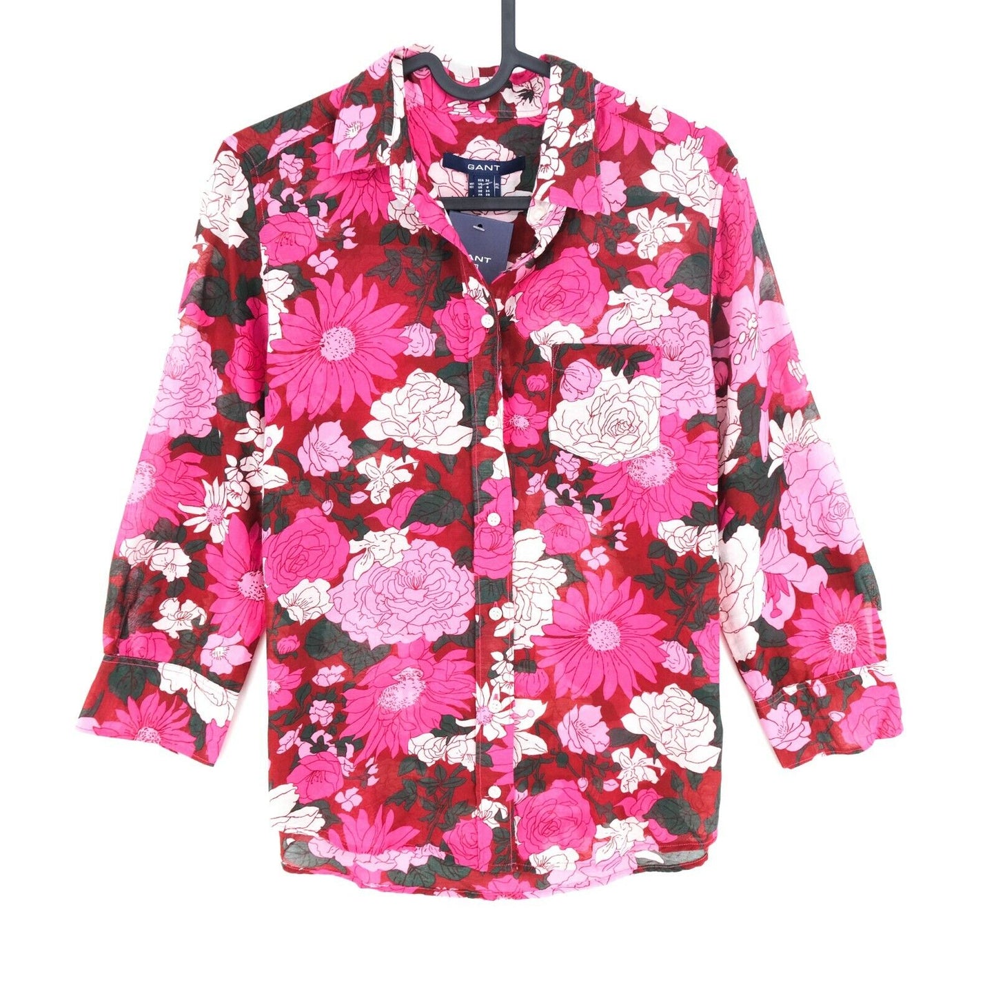 GANT Pink Floral Cotton Silk Blend Shirt Size EU 34 UK 8 US 4