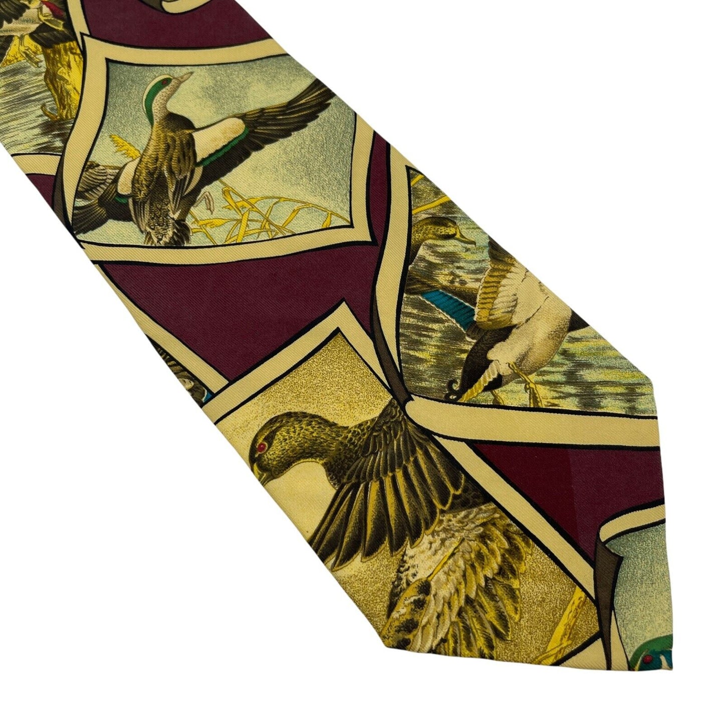 Vintage GANT Yellow Birds Ornament 100% Silk Tie