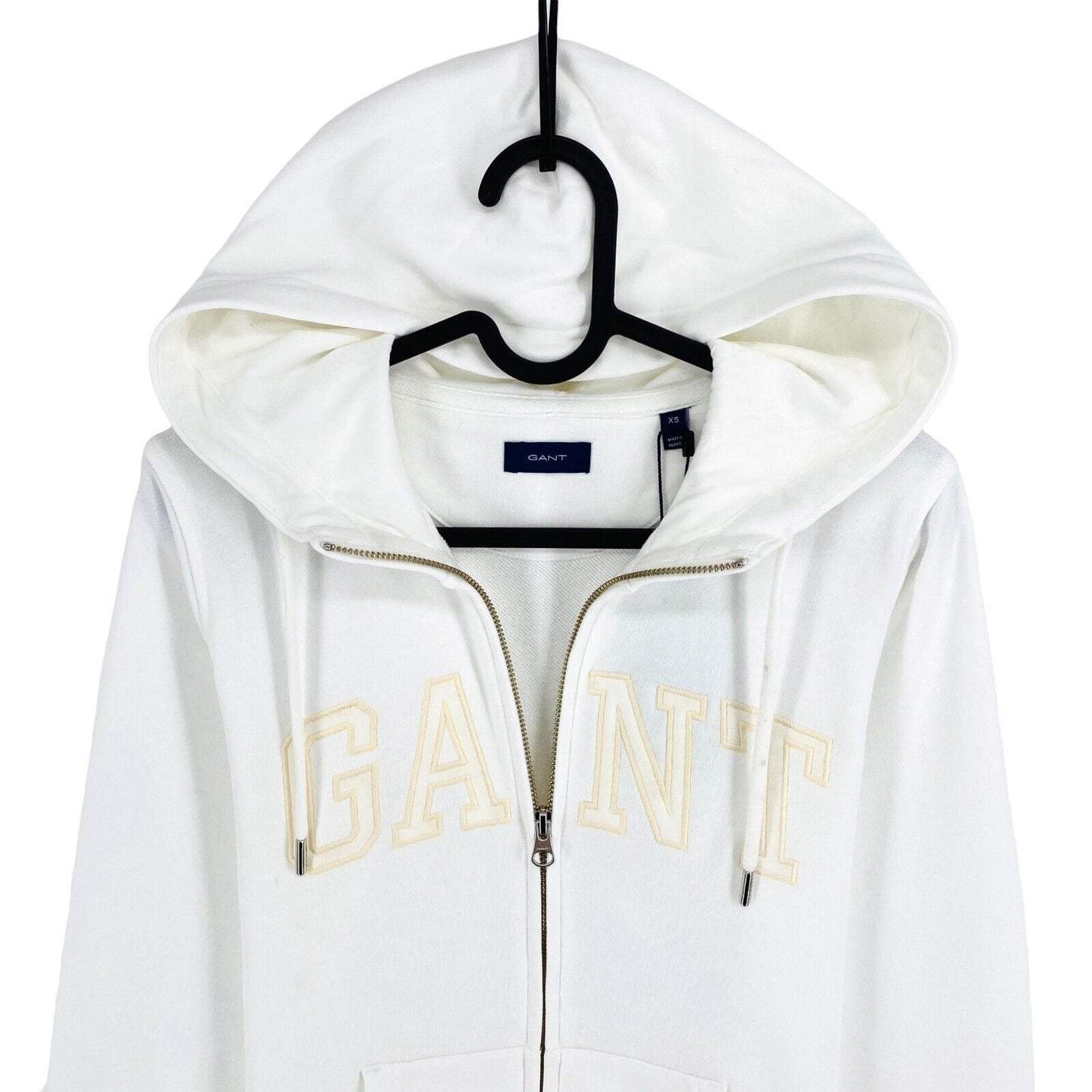 GANT White Arch Logo Full Zip Hoodie Pullover Sweater Size XS