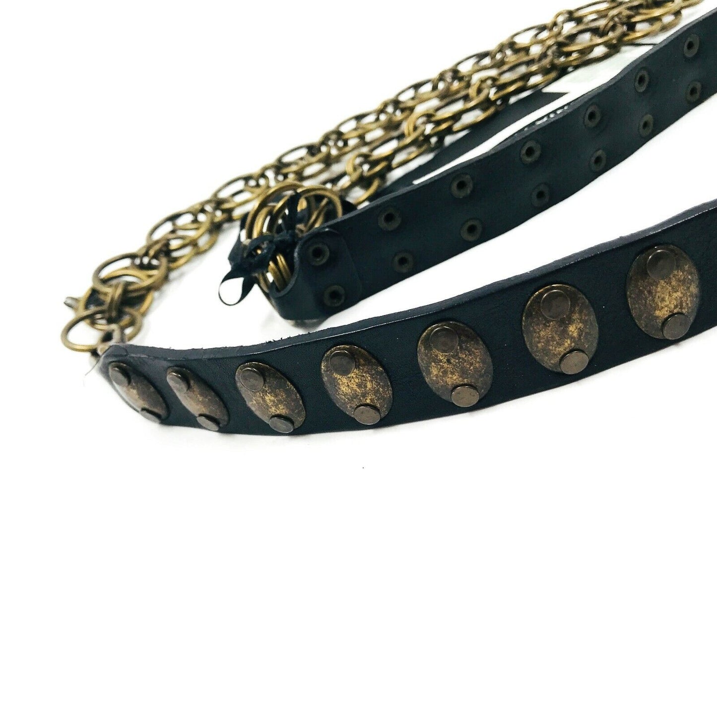 COMPAGNIA ITALIANA Ceinture 100% Cuir Noir Bronze Taille Unique Prix conseillé 88 €