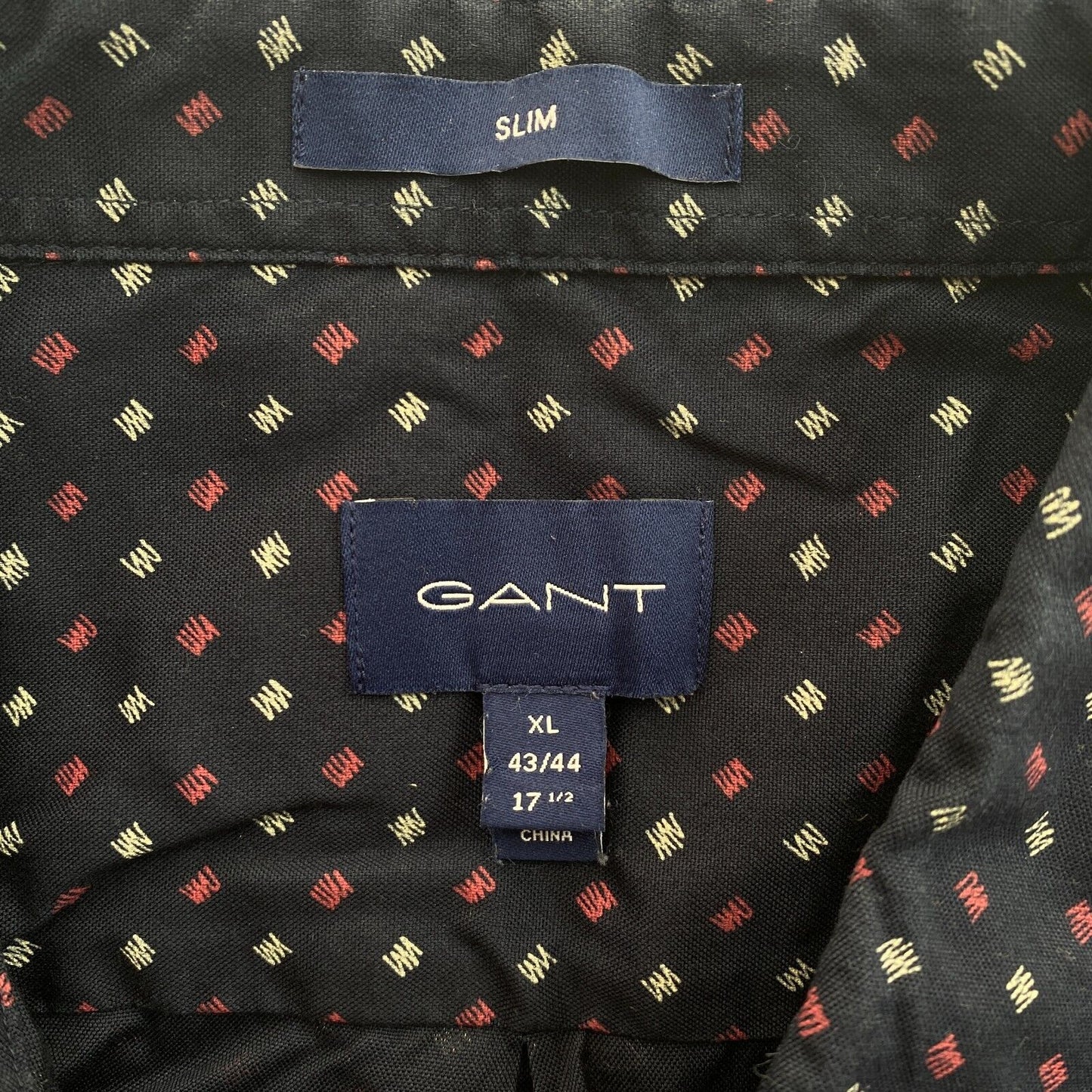 GANT Navy Blue Slim Fit Shirt Size XL 43/44 17.5