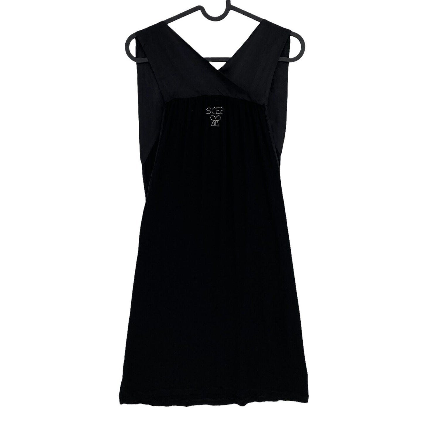 RPR €125 SCEE BY TWIN-SET Black Sleeveless Deep Round Neck A-Line Dress Size S