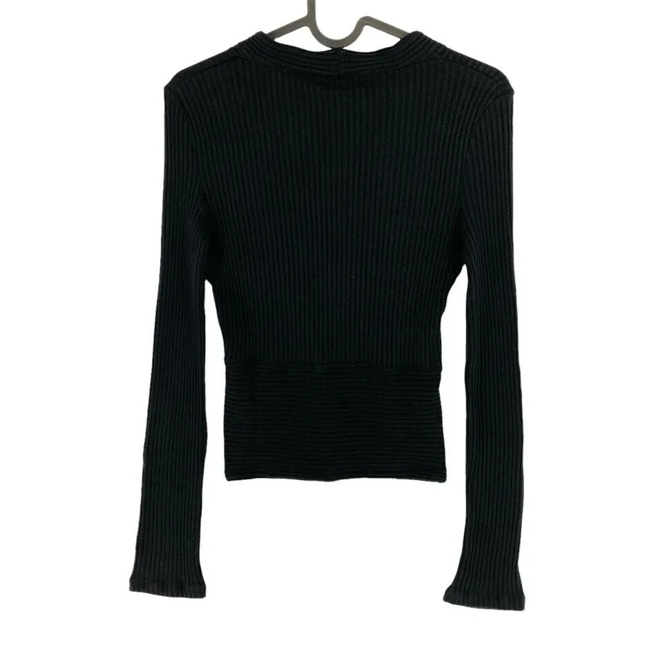 BERSHKA Women Black V Neck Sweater Jumper Size L