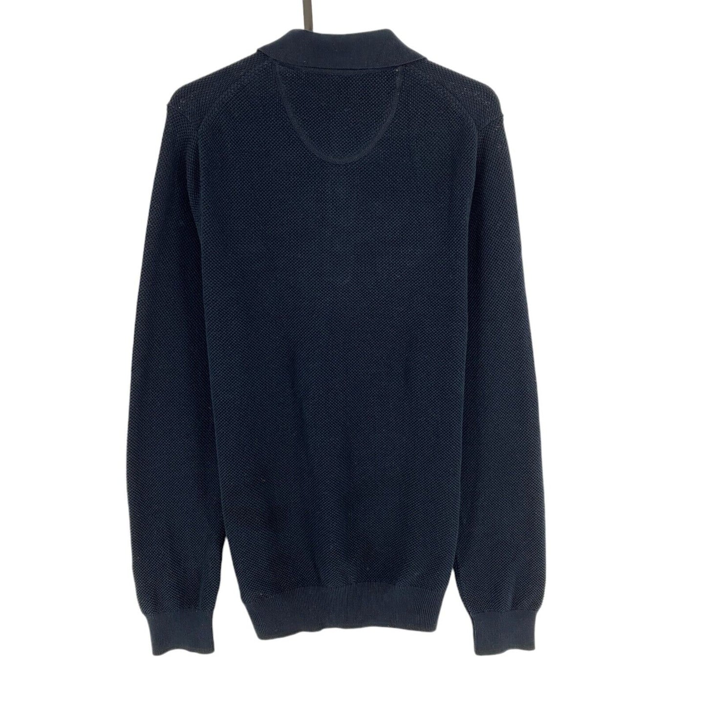 GANT Navy Blue Cotton Pique Polo Sweater Pullover Size S