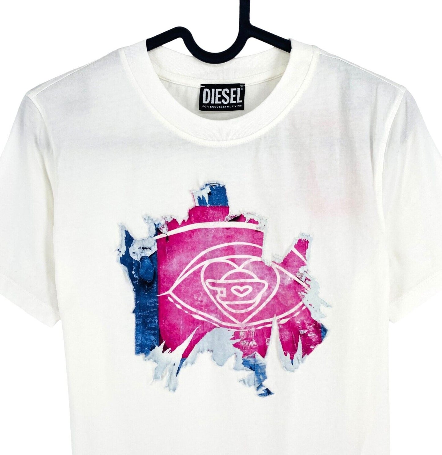 DIESEL Women White T-REGOFF Crew Neck Short Sleeves T Shirt Size S