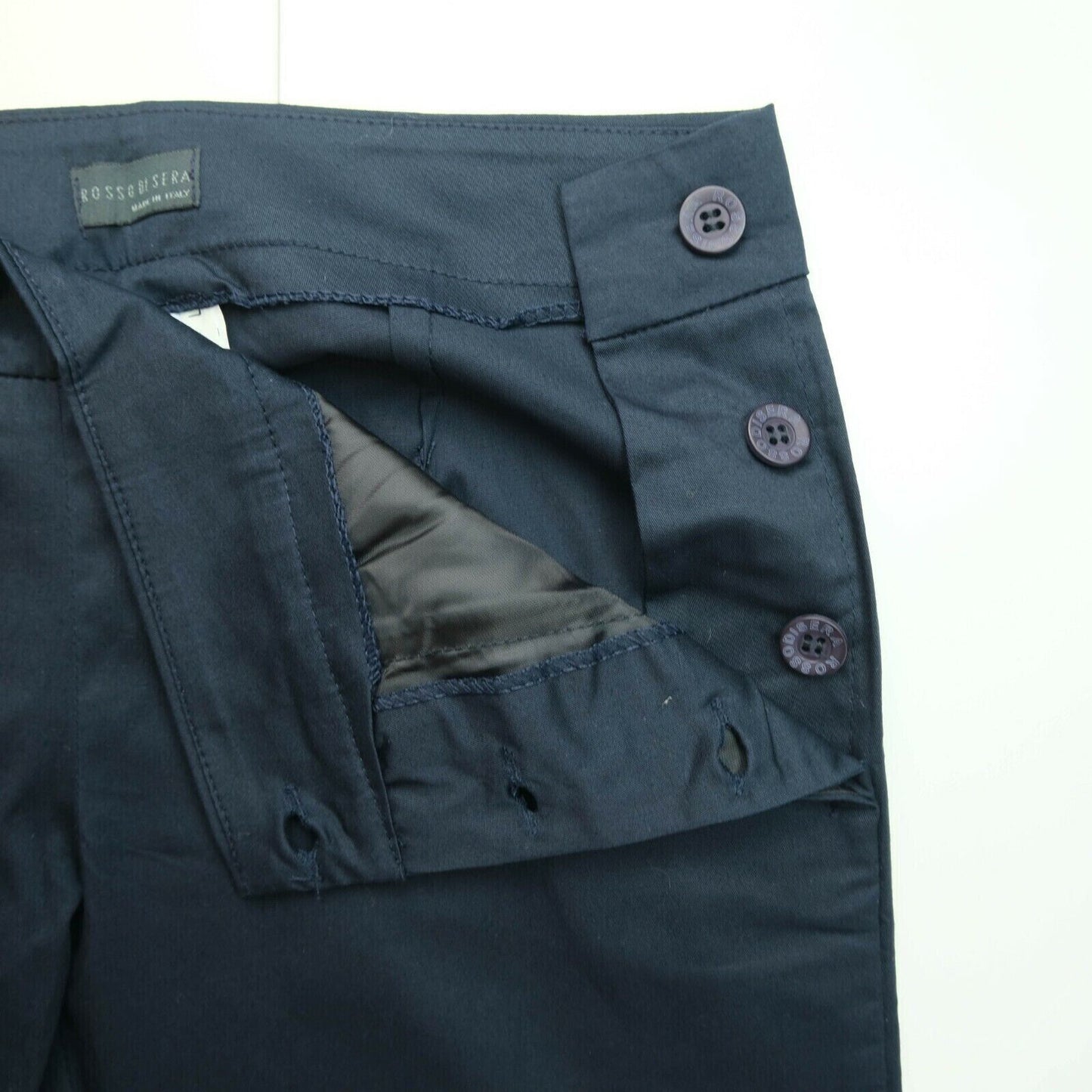 ROSSO DI SERA Dunkelblaue Hose mit normaler Schlaghose und Bootcut-Passform, Größe EUR 42