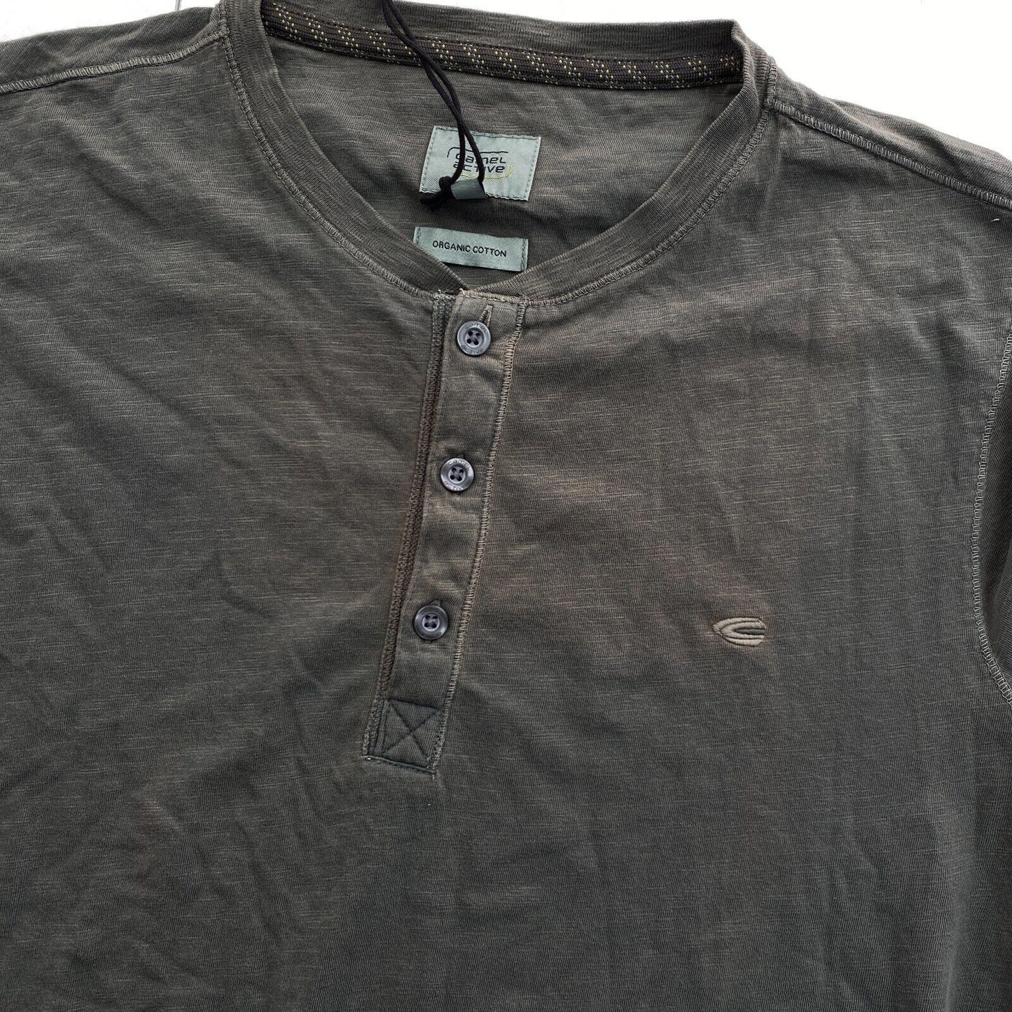 CAMEL ACTIVE Greyish Green Henley Neck T Shirt Size M