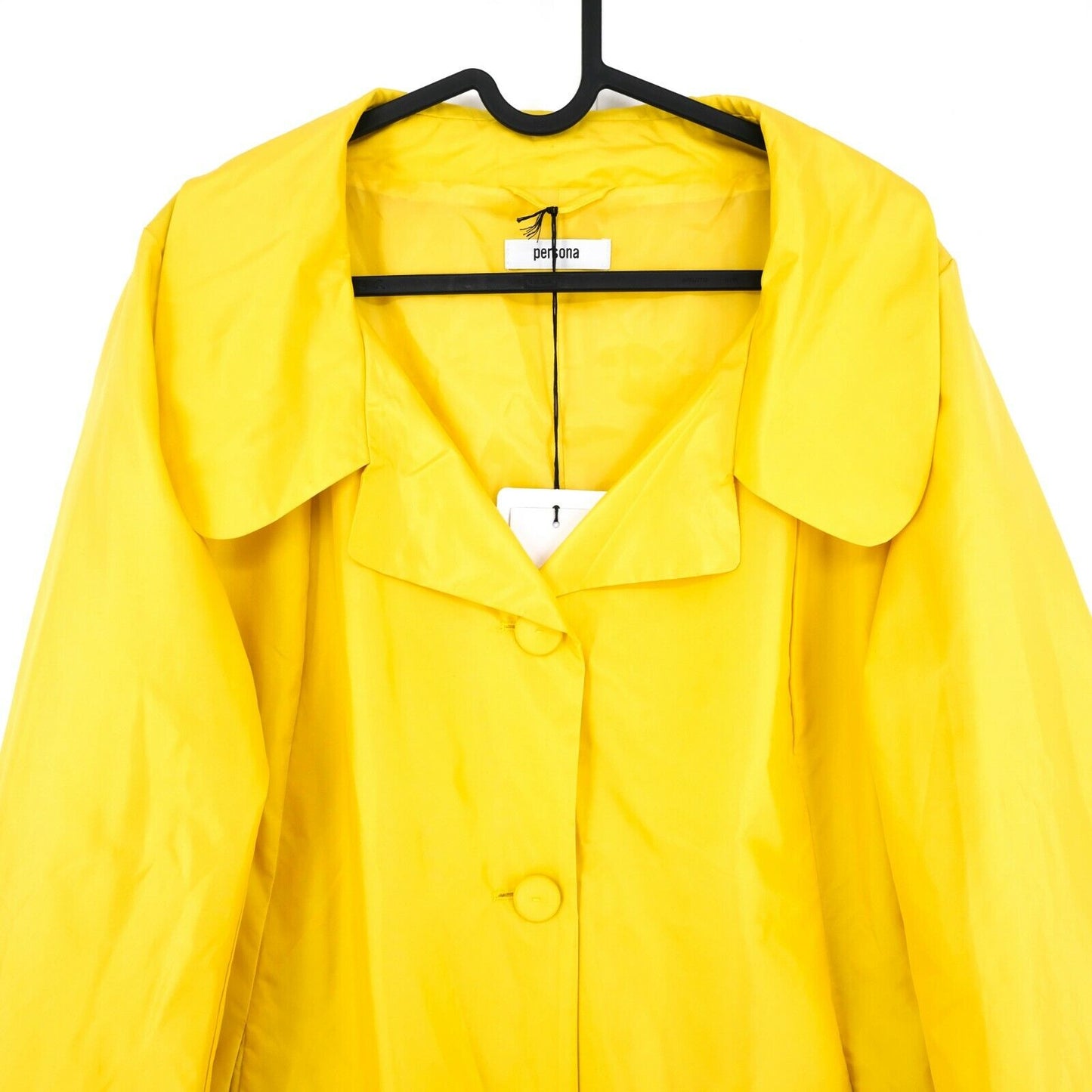 PERSONA Yellow 100% Silk Long Rain Coat Jacket Size EUR 38 UK 10 US 8