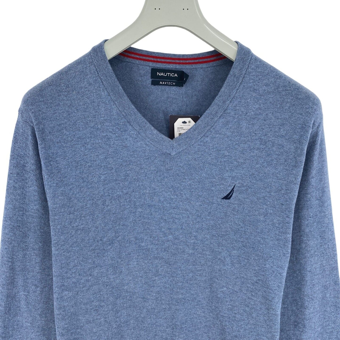 NAUTICA Bleu Navtech V Neck Pull Pull Taille L