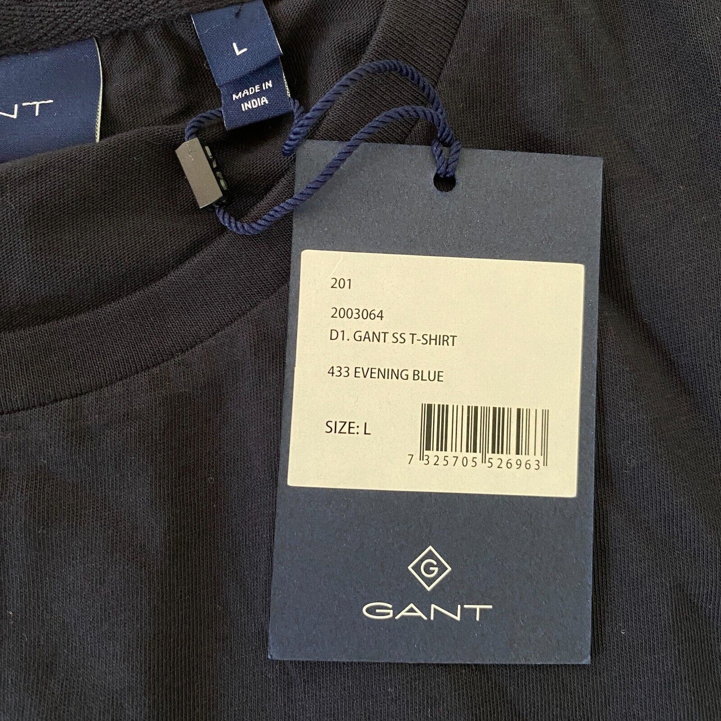 GANT Navy Blue Logo Crew Neck T Shirt Size L