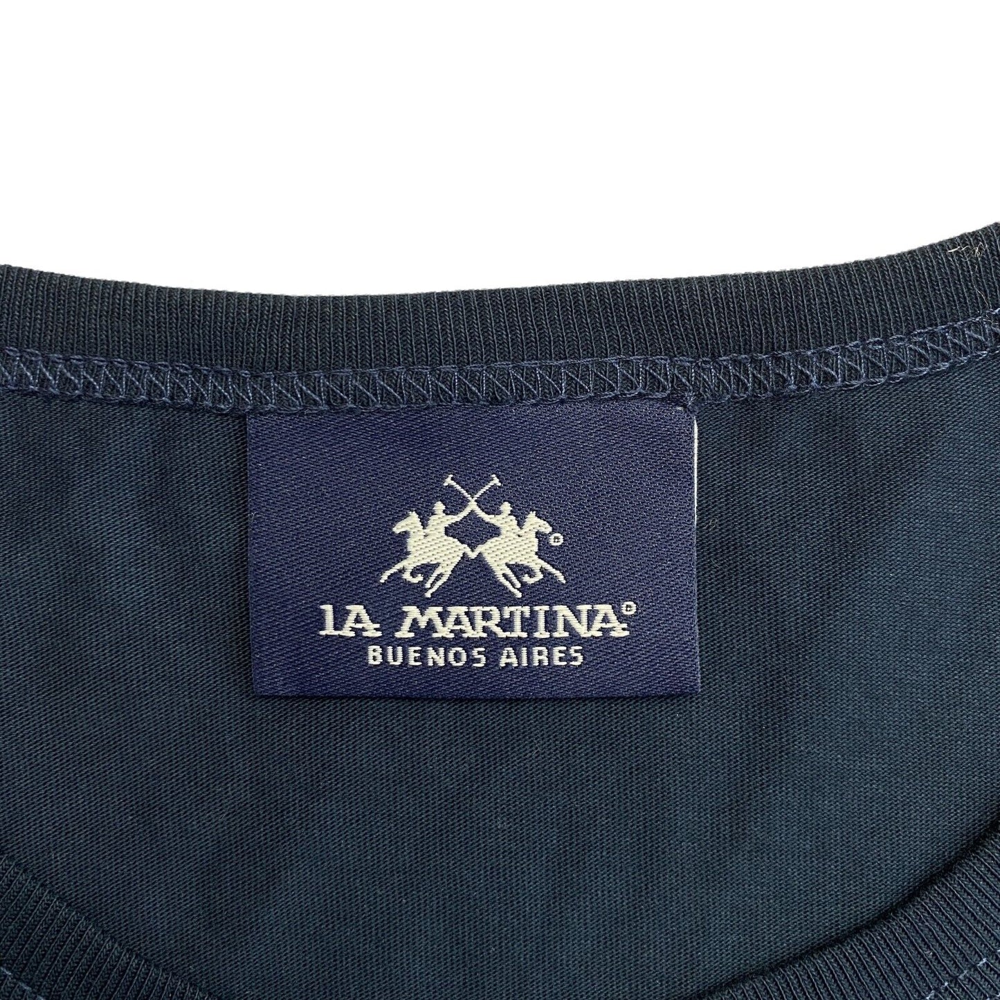 LA MARTINA Navy Blue Jersey Crew Neck T-Shirt Size M