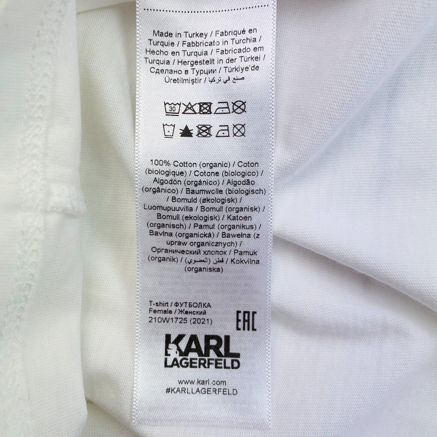 Karl Lagerfeld White Ikonik Rhinestone Karl Crew Neck T Shirt Size XS