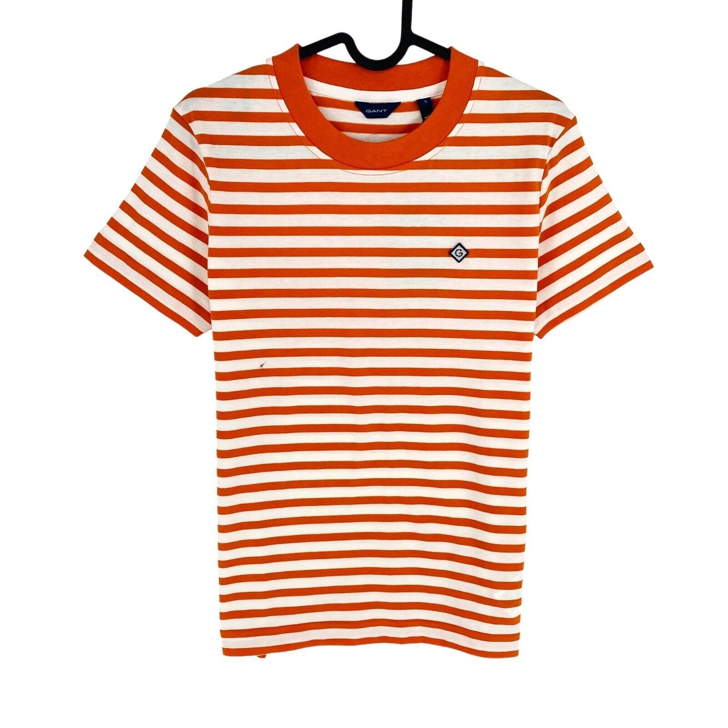 GANT Women Orange Icon G Striped Crew Neck T Shirt Size S