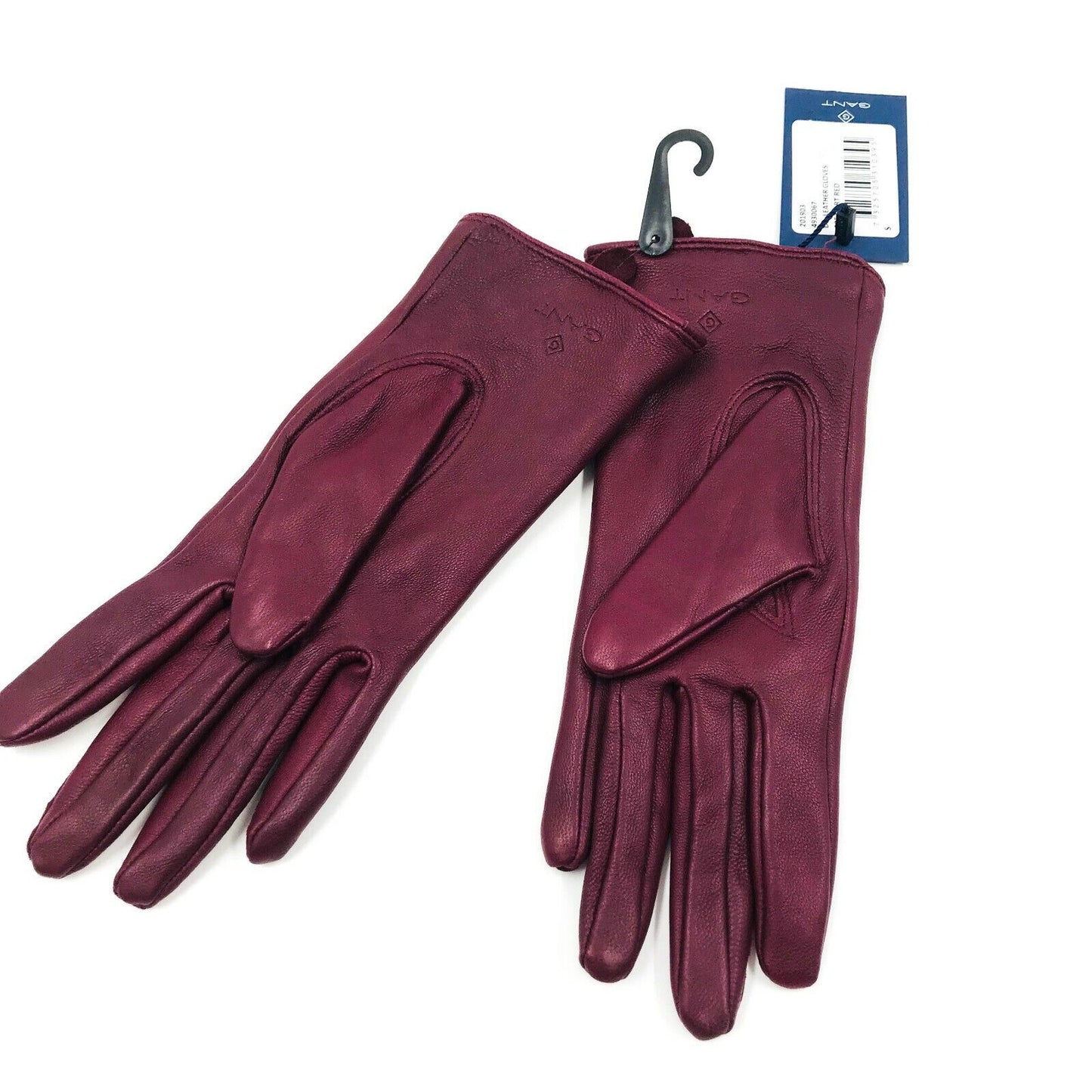 GANT Bordeaux Red 100% Leather and Wool Women's Gloves Size S