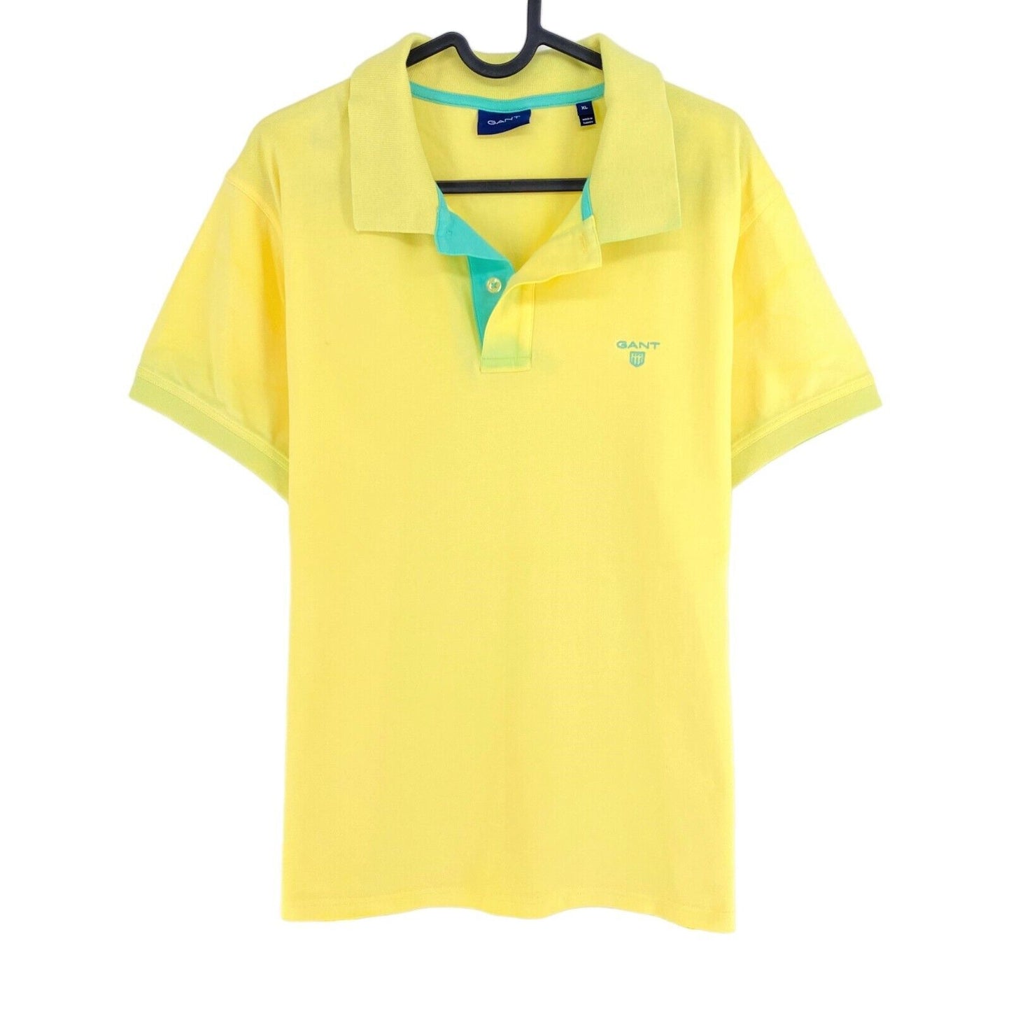 GANT Yellow Contrast Collar Pique Ruger Polo Shirt Size XL