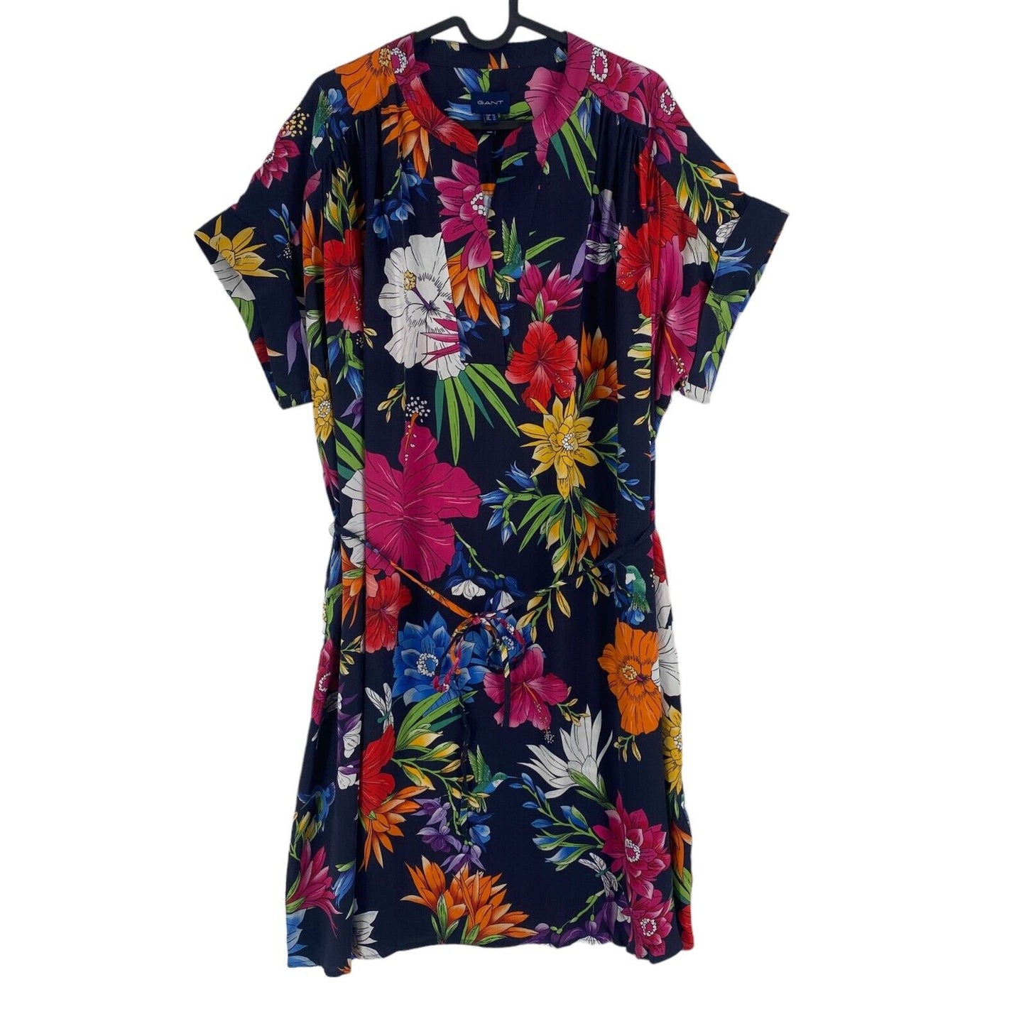 GANT Women Navy Blue Humming Floral Dress Size EU 42 UK 14 US 12