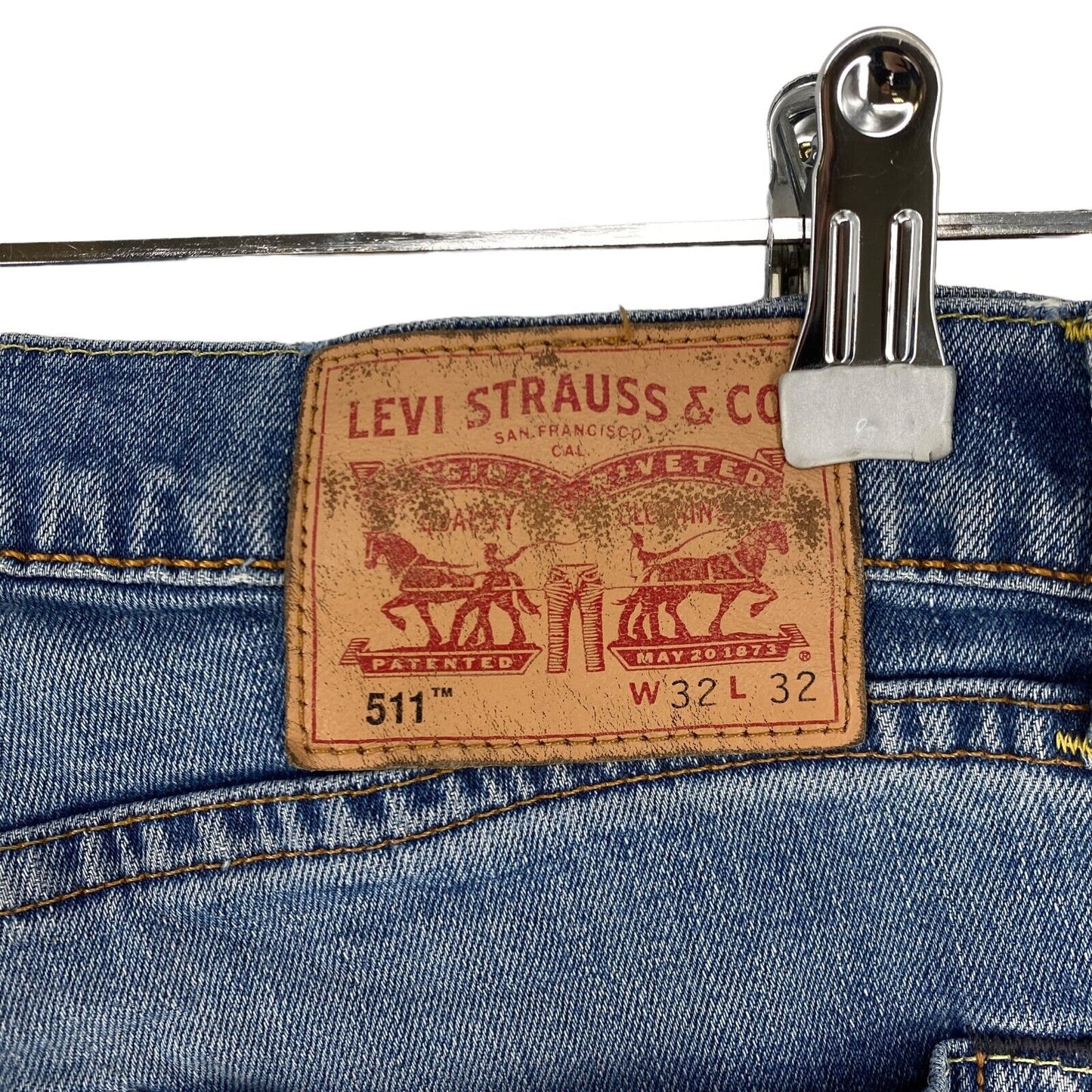 Levi's 511 – Stretch-Jeans in Slim Fit im Used-Look, Blau, W32 L32