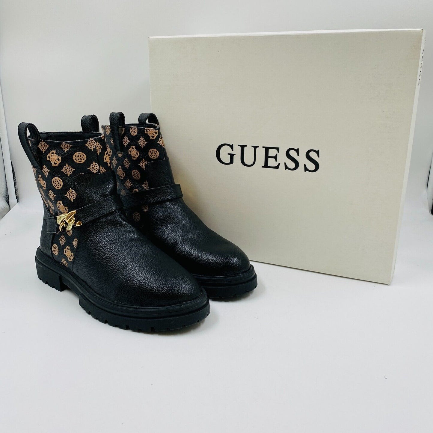 GUESS Women Black Eco Leather Boots Size EU 40 US 9.5 UK 7