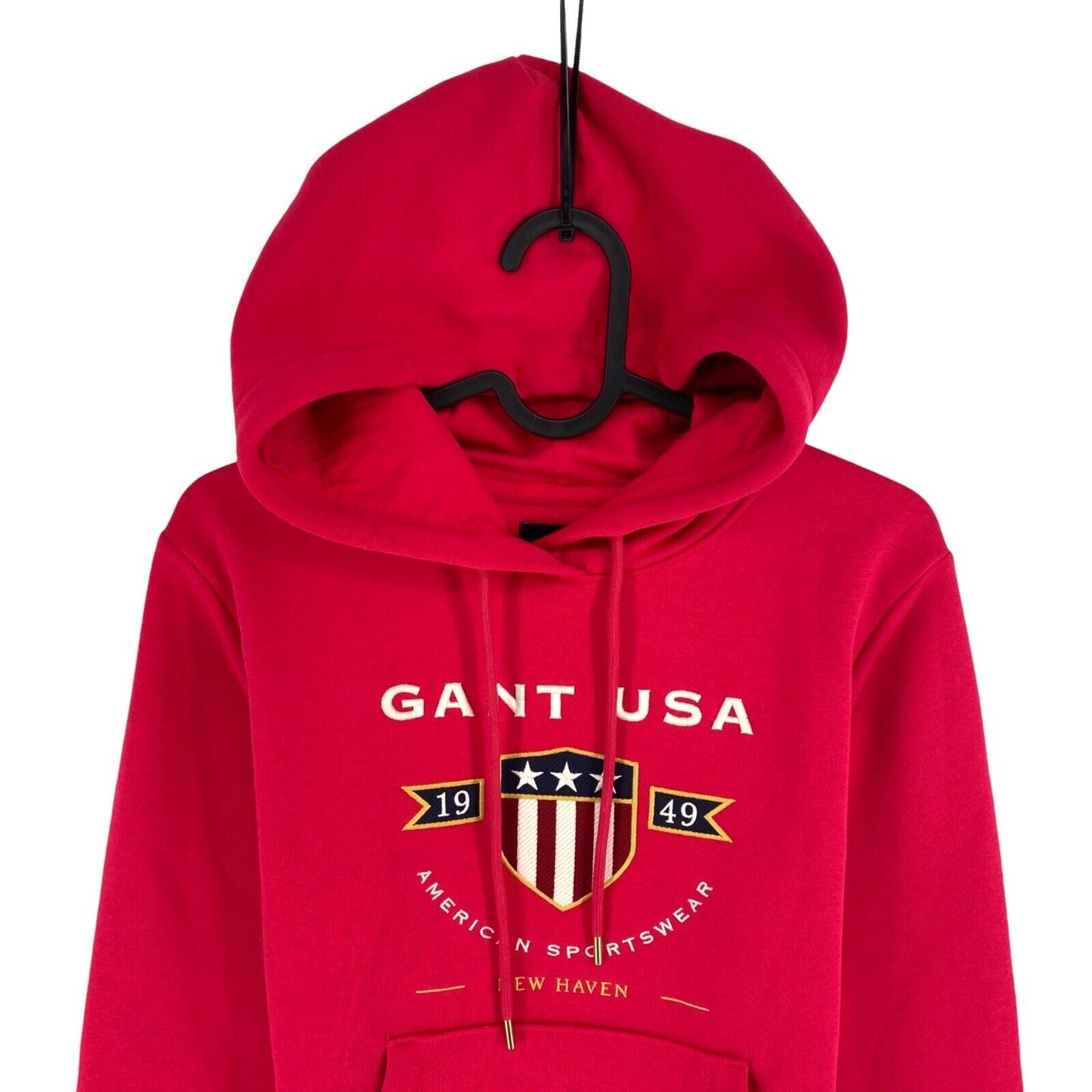 GANT Women Pinkish Red Banner Shield Hoodie Sweater Pullover Size XS